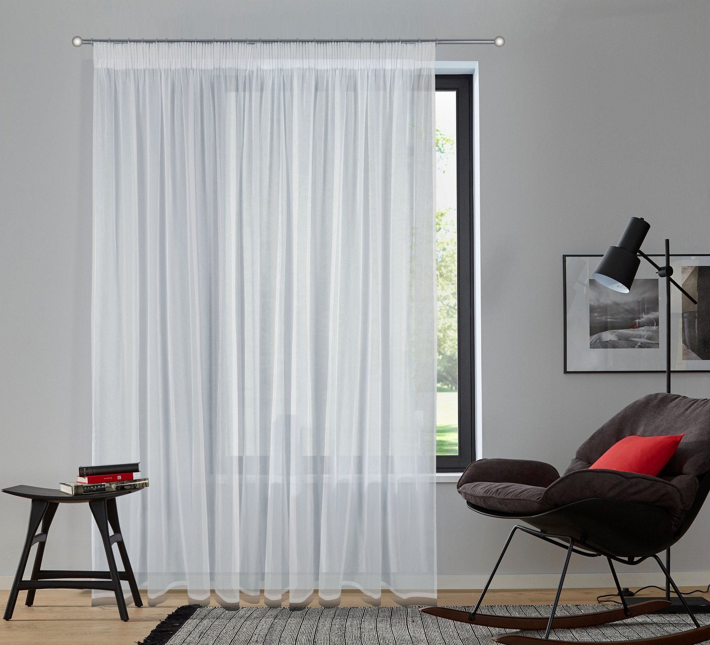 Gardine OTTO HOME, B:300cm H:245cm, grau, Polyester, Gardinen, "Dolly", Transparent, Gewebt, Polyester, extra Breite ab 3 Meter