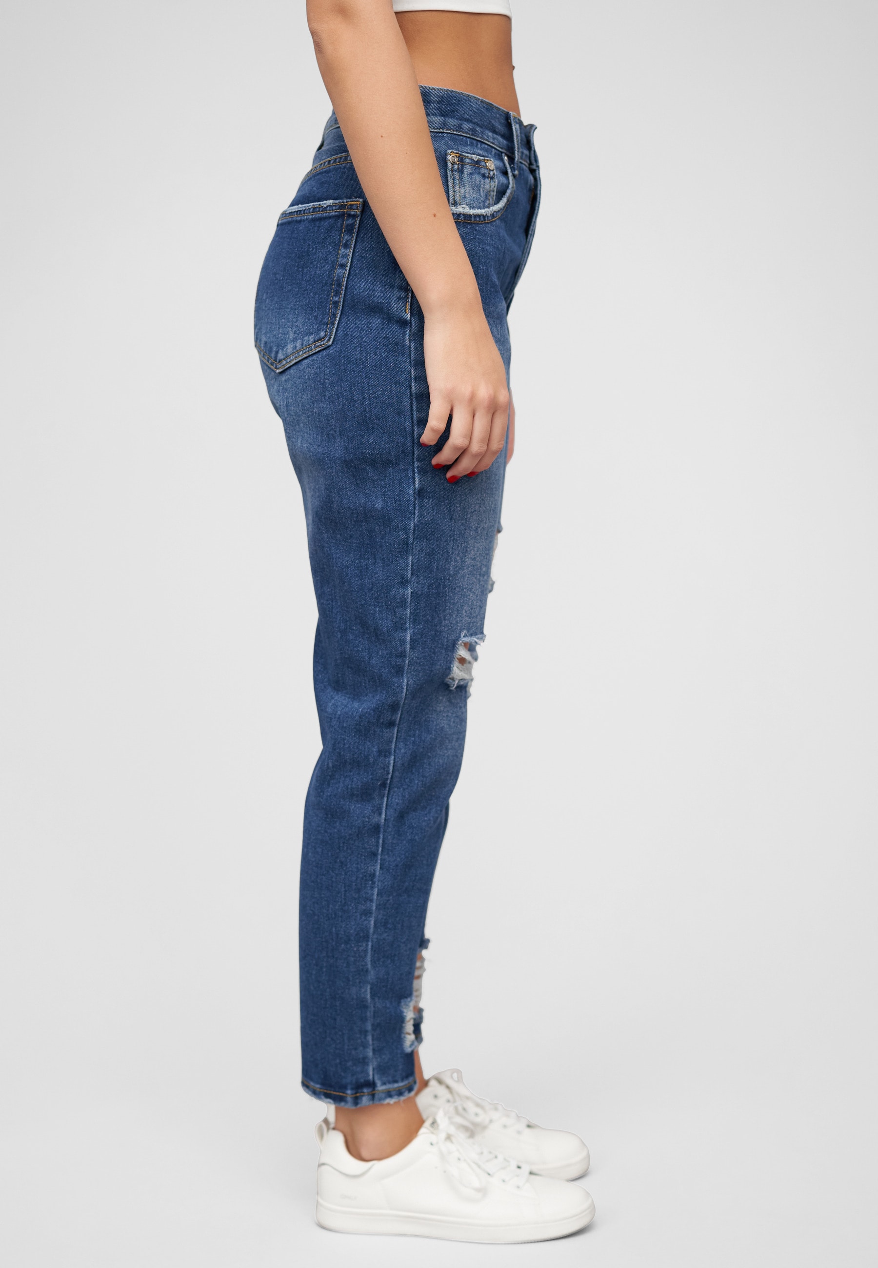 CLOUD 5IVE Bequeme Jeans »CLOUD 5IVE High-Waist Boyfriend Destroyed Jeans Hose 5-Pockets«