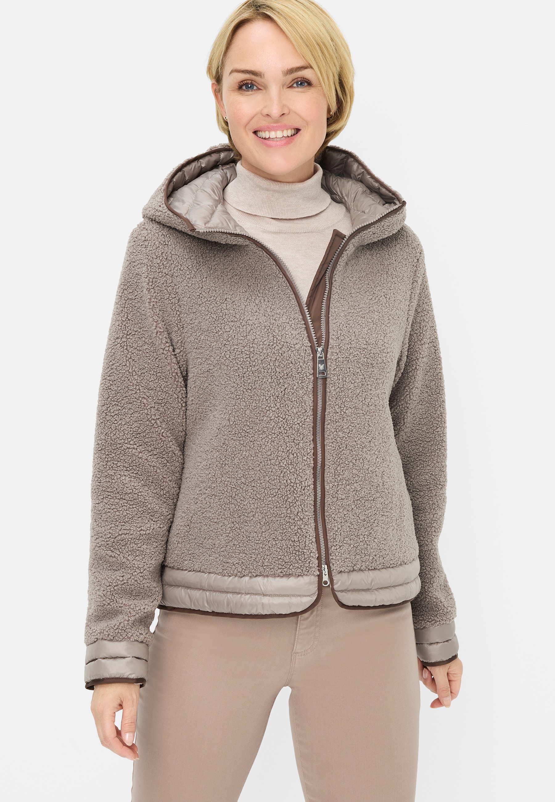 Fuchs Schmitt Plüschjacke "Plüschjacke", mit Kapuze, Mit Rundhalsausschnitt günstig online kaufen