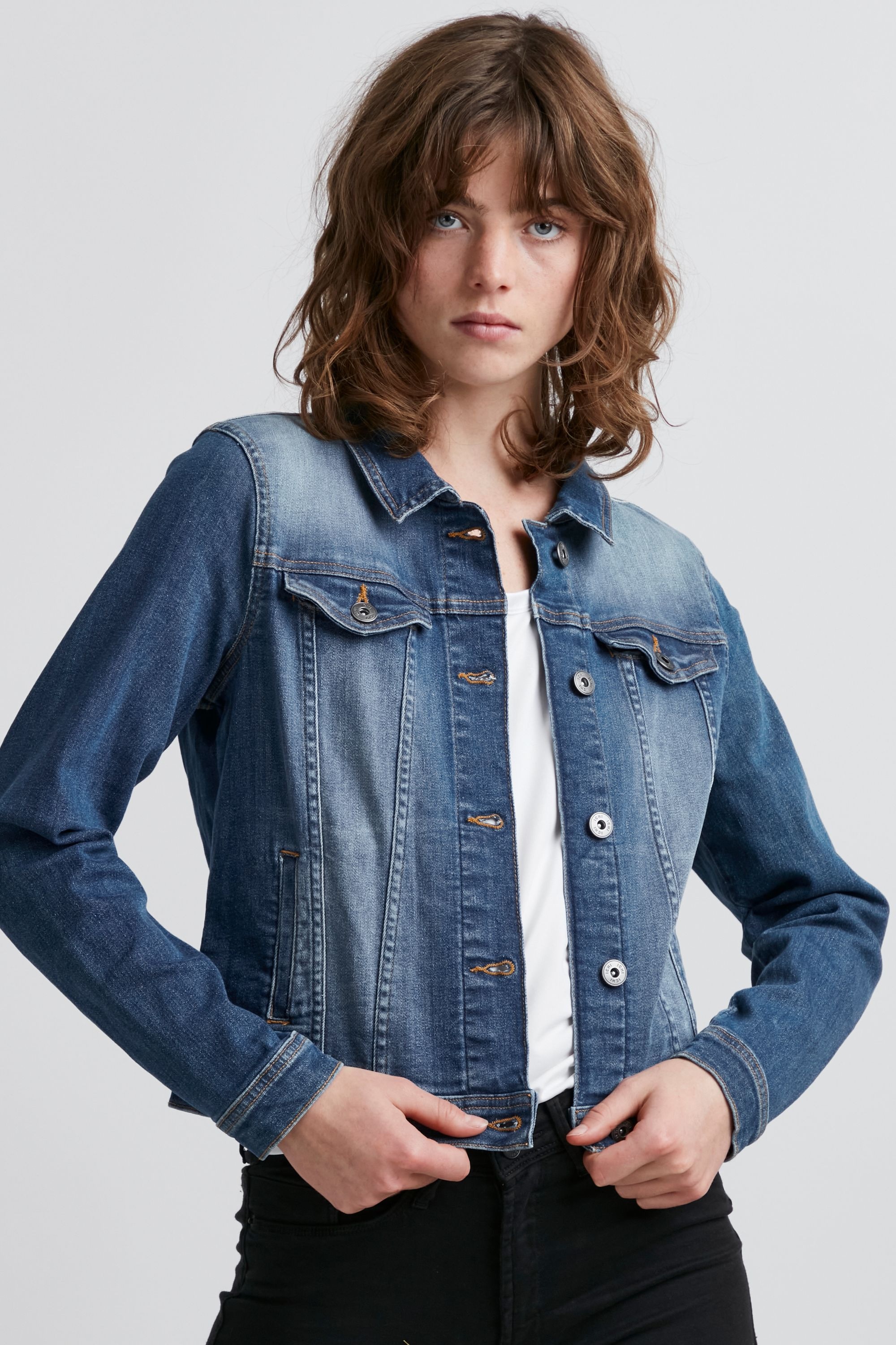Ichi Jeansjacke »Jeansjacke IHStampe«, ohne Kapuze
