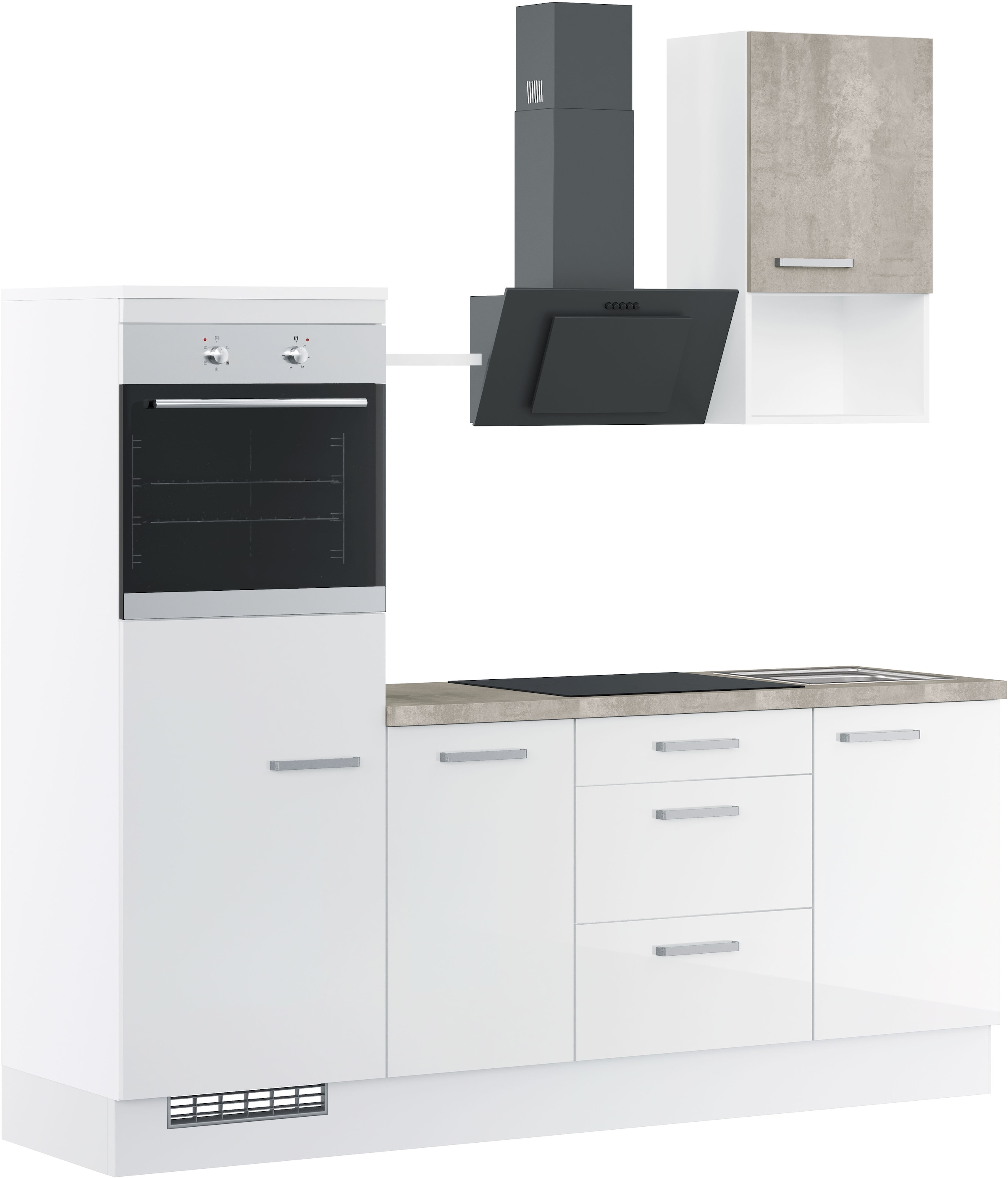 IMPULS KÜCHEN Küchenzeile »"Turin", Ausrichtung wählbar, Schubkästen mit Soft-Close,«, vormontiert, wahlw. mit E-Geräten, Breite 215 cm