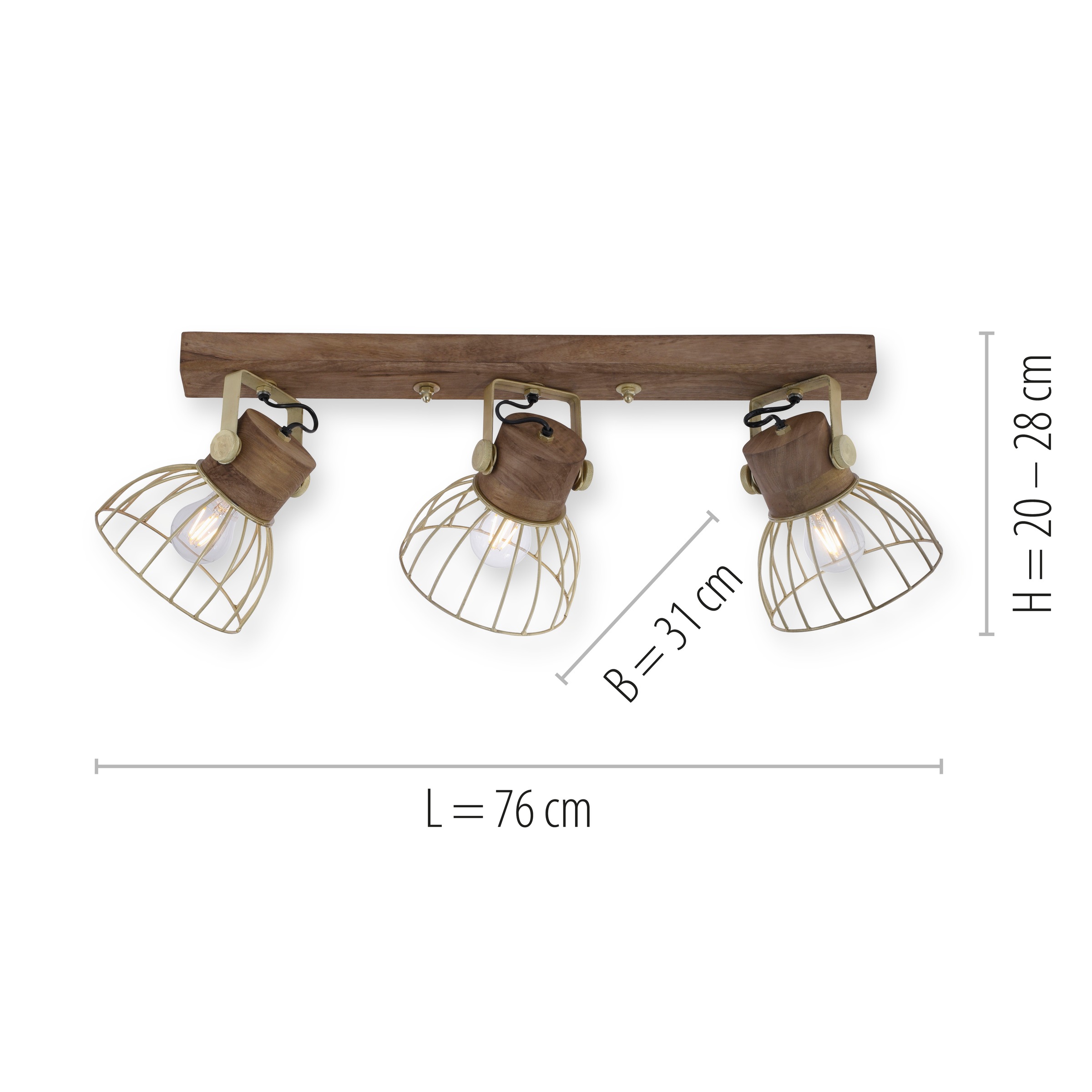 JUST LIGHT Wandleuchte »ALAMI«, 3 flammig, Leuchtmittel E27 | ohne Leuchtmittel, ExklusiveE27