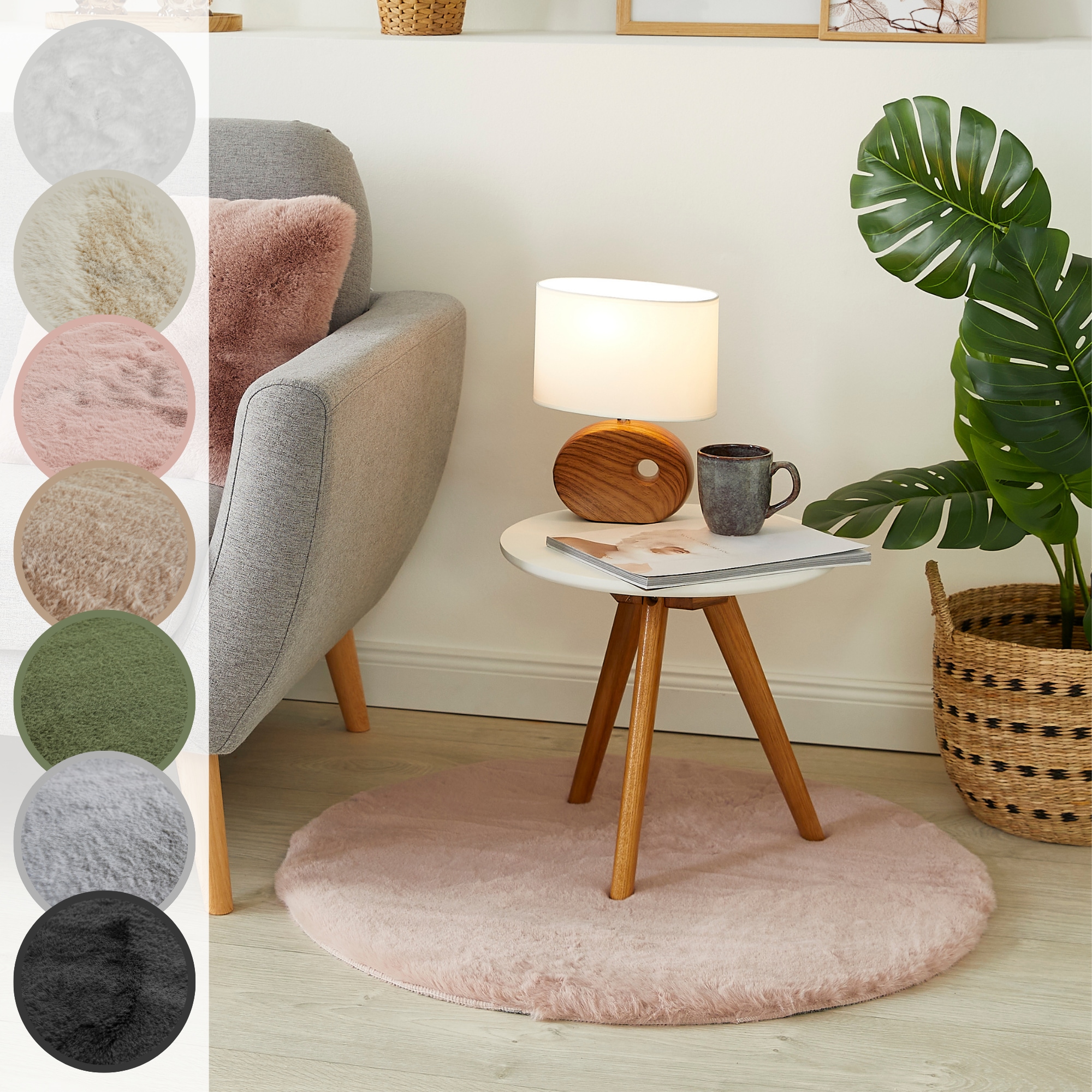 LUXOR living Fellteppich "Novara" rund 30 mm Höhe Kunstfell, Kaninchenfell-Haptik, besonders weicher Hochflor
