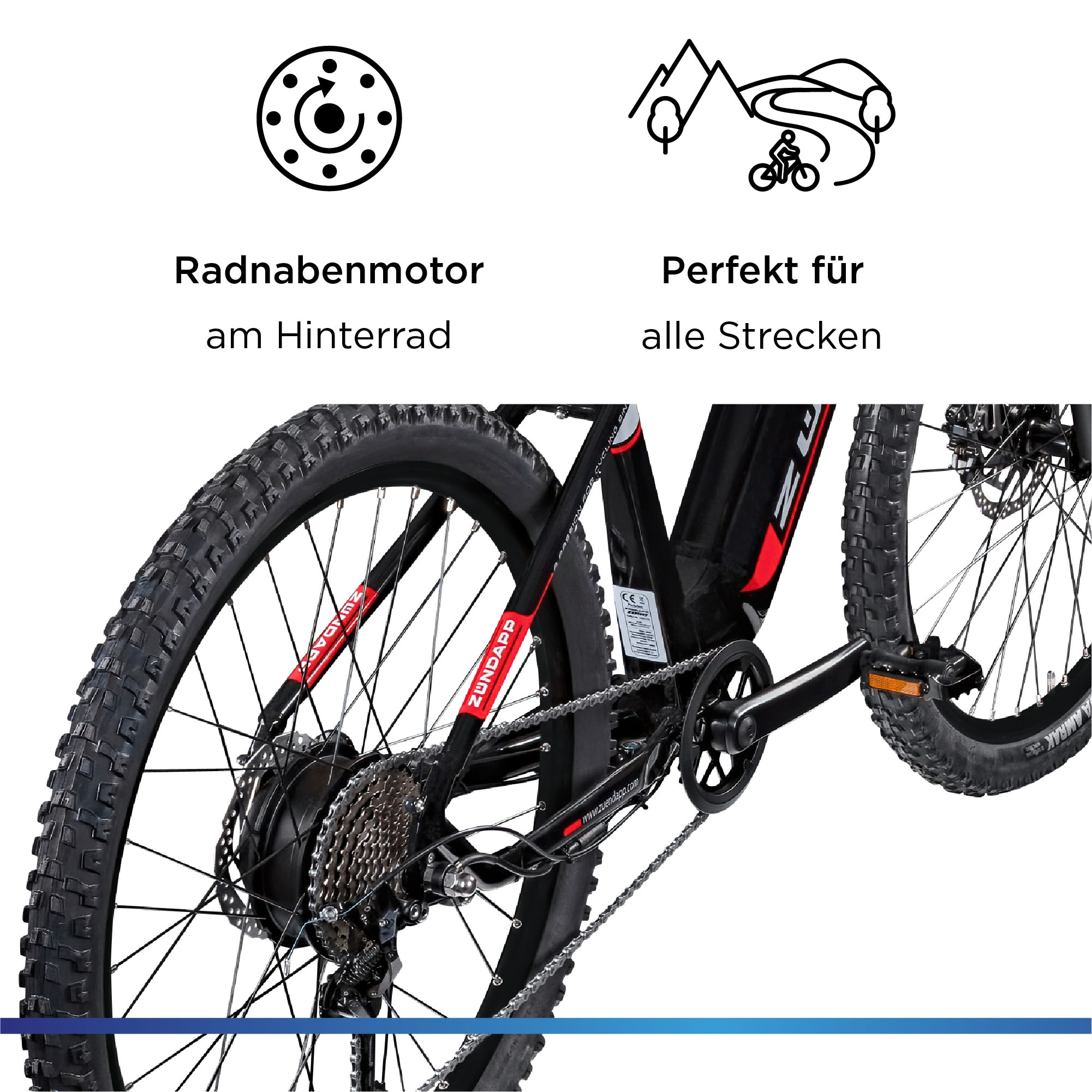 Zündapp E-Bike »Z898«, 10 Gang, Heckmotor 250 W, Pedelec, Elektrofahrrad für Damen u. Herren, MTB