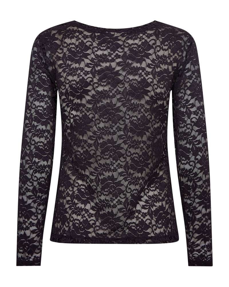 FREEQUENT Langarmshirt »Style Saldo« mit Spitzen-Details / Transparenter Look