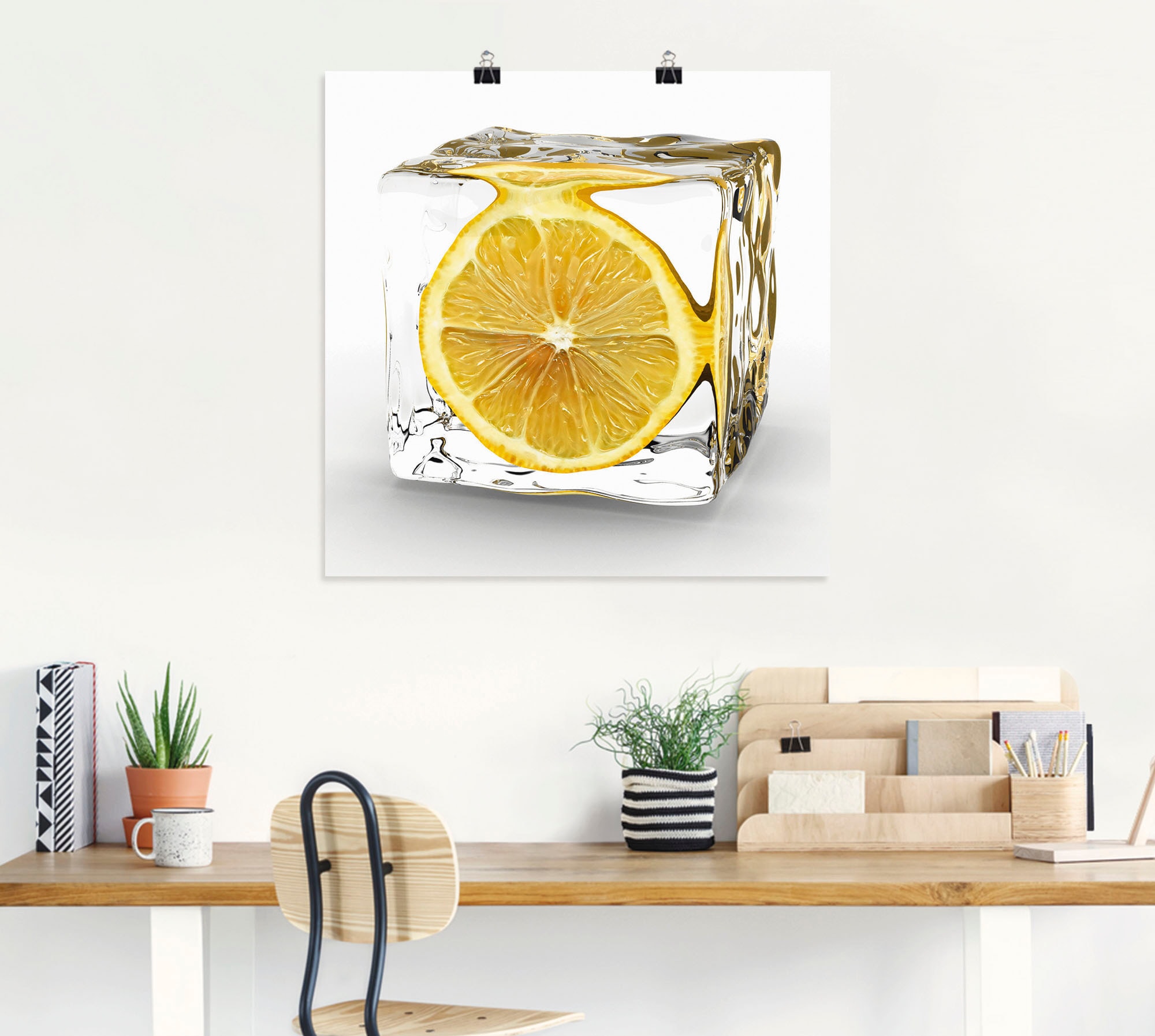 Artland Wandbild »Zitrone im Eiswürfel«, Lebensmittel, (1 St.), als Leinwandbild, Poster, Wandaufkleber in verschied. Größen