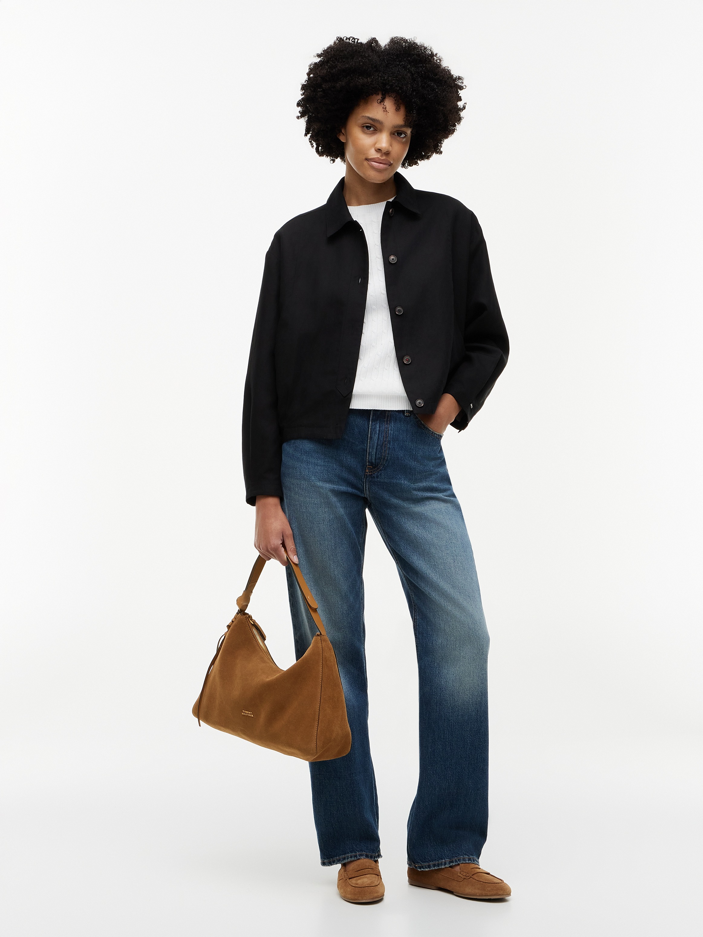 Tommy Hilfiger Schultertasche »TH STATEMENT SHOULDER BAG SUEDE« Damen Umhängetasche, Handtasche mit Logoschriftzug