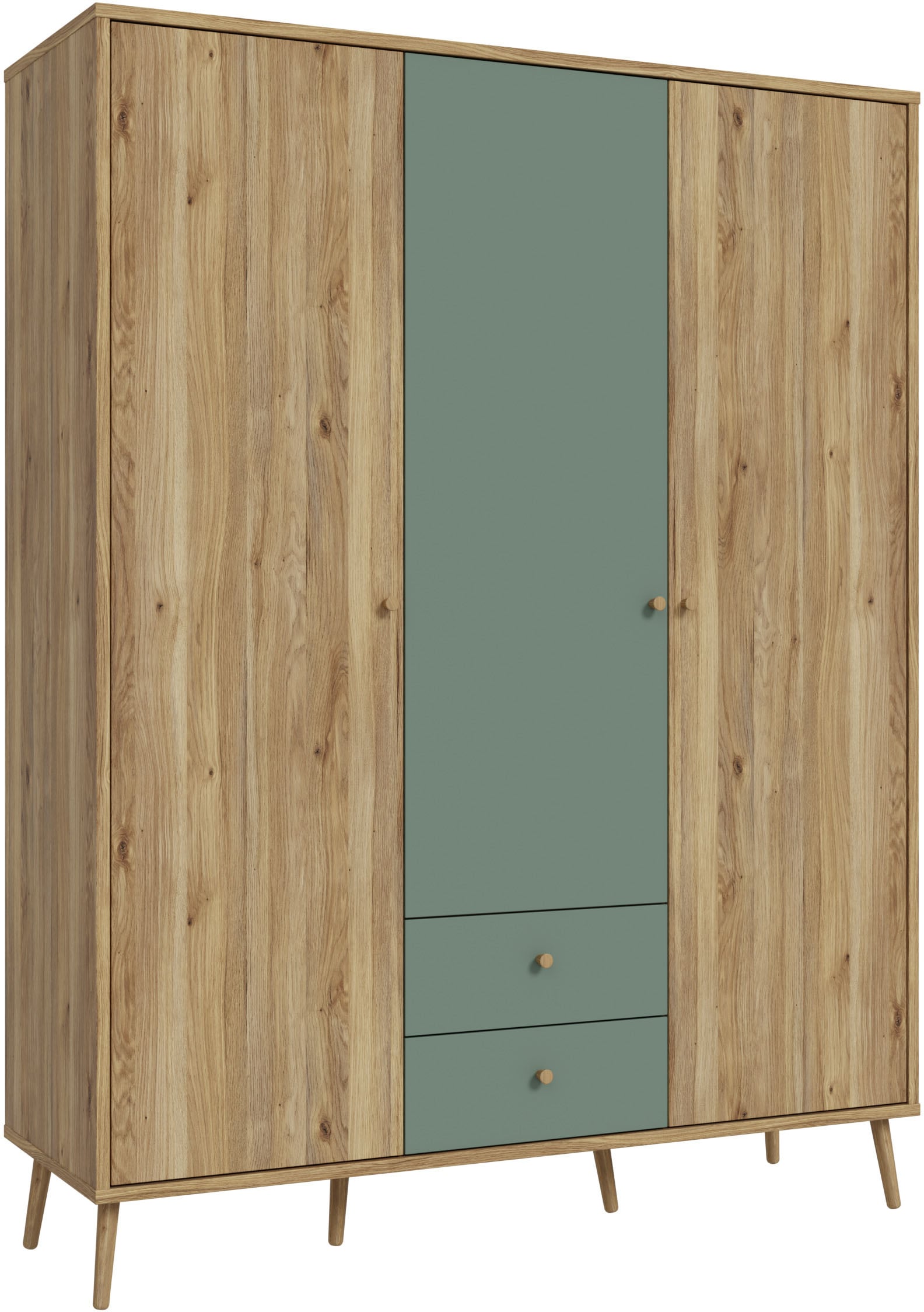 FORTE Kleiderschrank, (B/H/T ca. 94,5x185,6x52,2 cm), Salbei, Drehtürenschrank, Stauraum