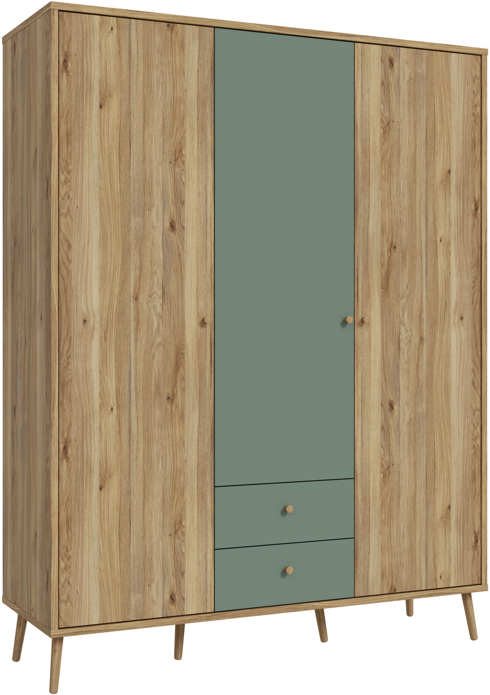 FORTE Kleiderschrank, (B/H/T ca. 94,5x185,6x52,2 cm), Salbei, Drehtürenschr günstig online kaufen
