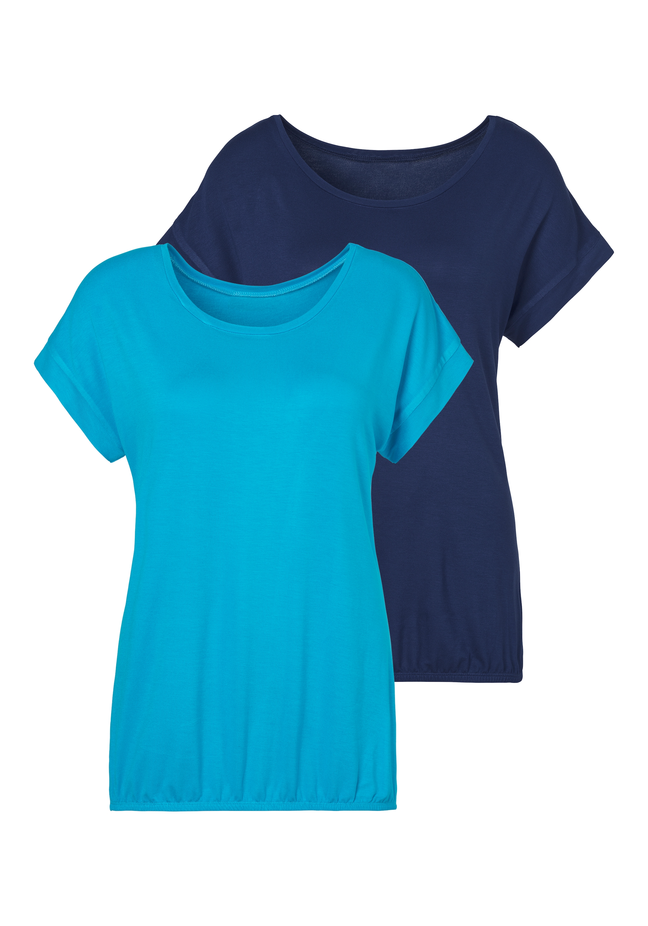 Vivance Kurzarmshirt »mit Gummizug im Bund«, (2er-Pack), aus weichem Viskose-Stretch