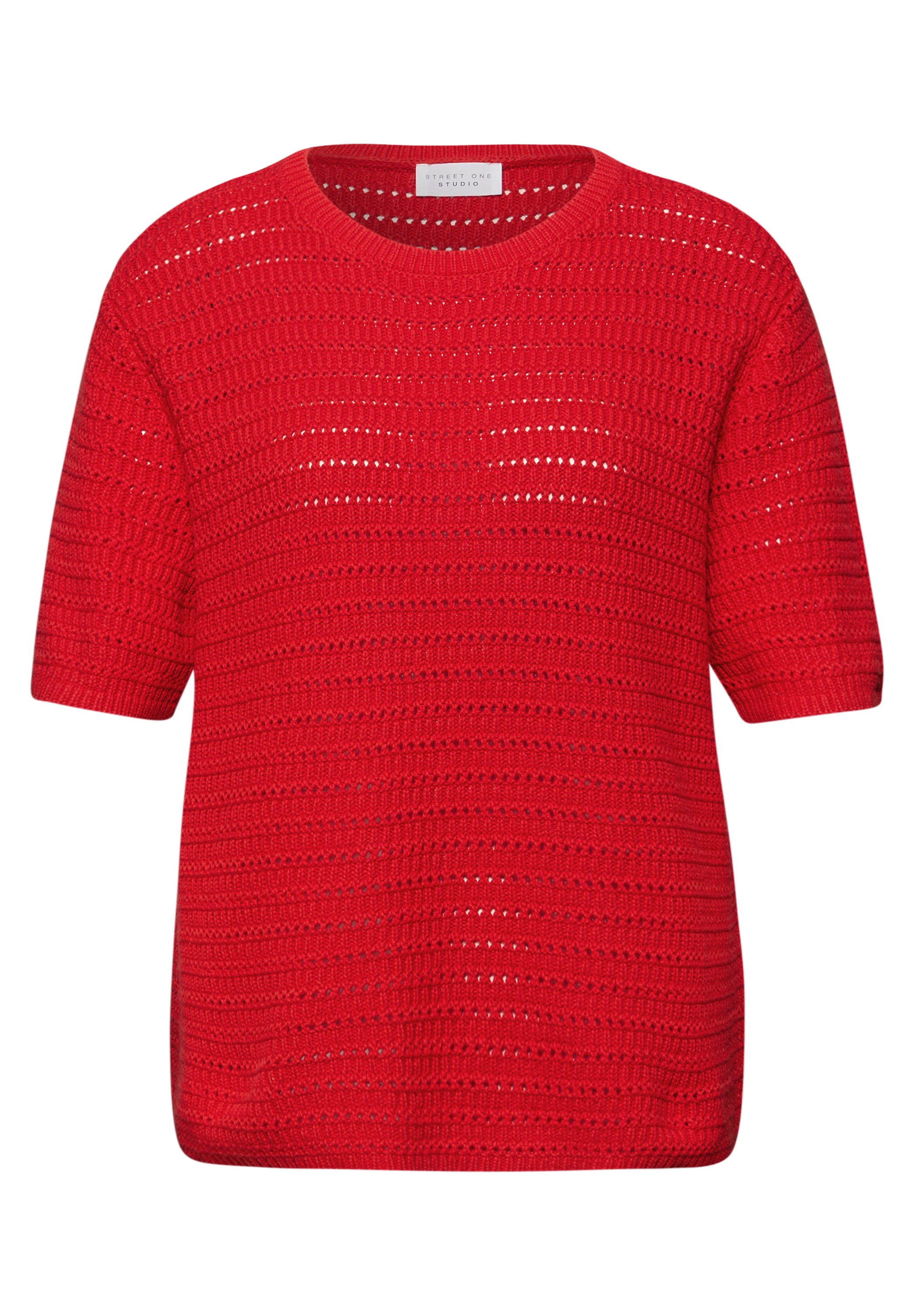 STREET ONE STUDIO Kurzarmpullover aus reiner Baumwolle