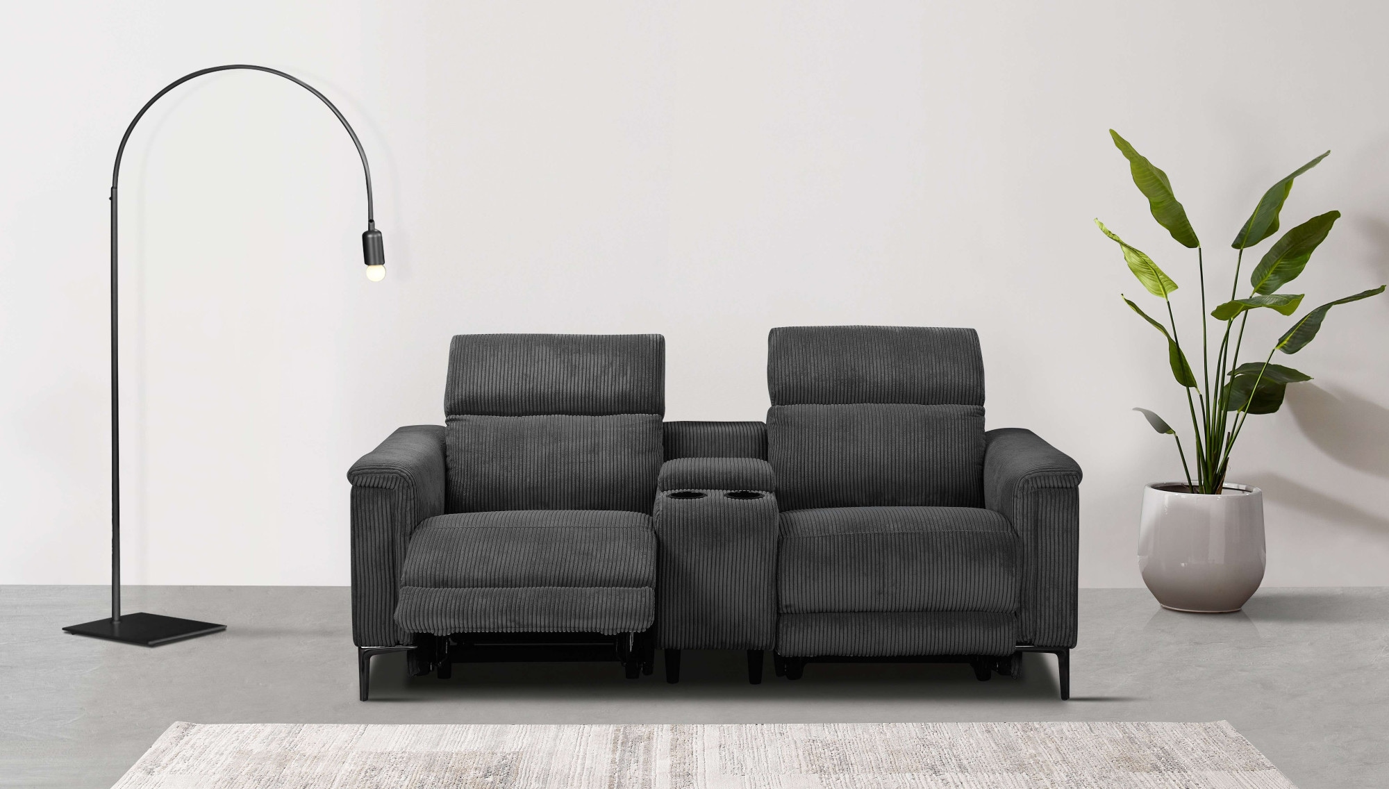 Places of Style 2-Sitzer »Lund in Cord, 2er-Kinosofa, TV-Sessel, Multimedia-Sofa, USB-A,«, m. elektrischer o. manueller Relaxfunktion, Getränkehalter u. Staufach