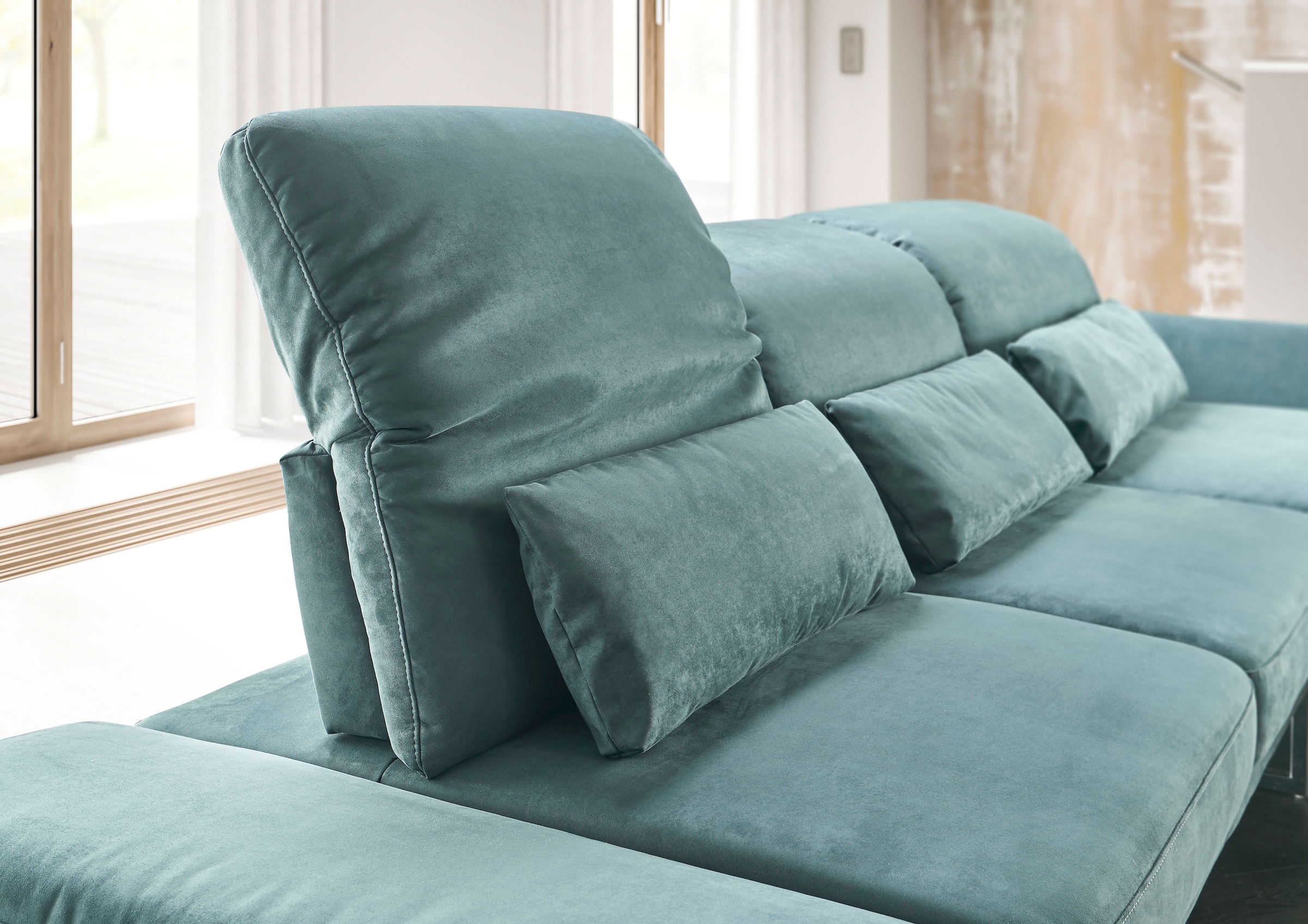 3C Candy 3-Sitzer »Mallow Designsofa mit Komfortfunktionen, modern und bequem,«, Verstellbare Armlehne und Kopfteil, manuelle Sitztiefenverstellung
