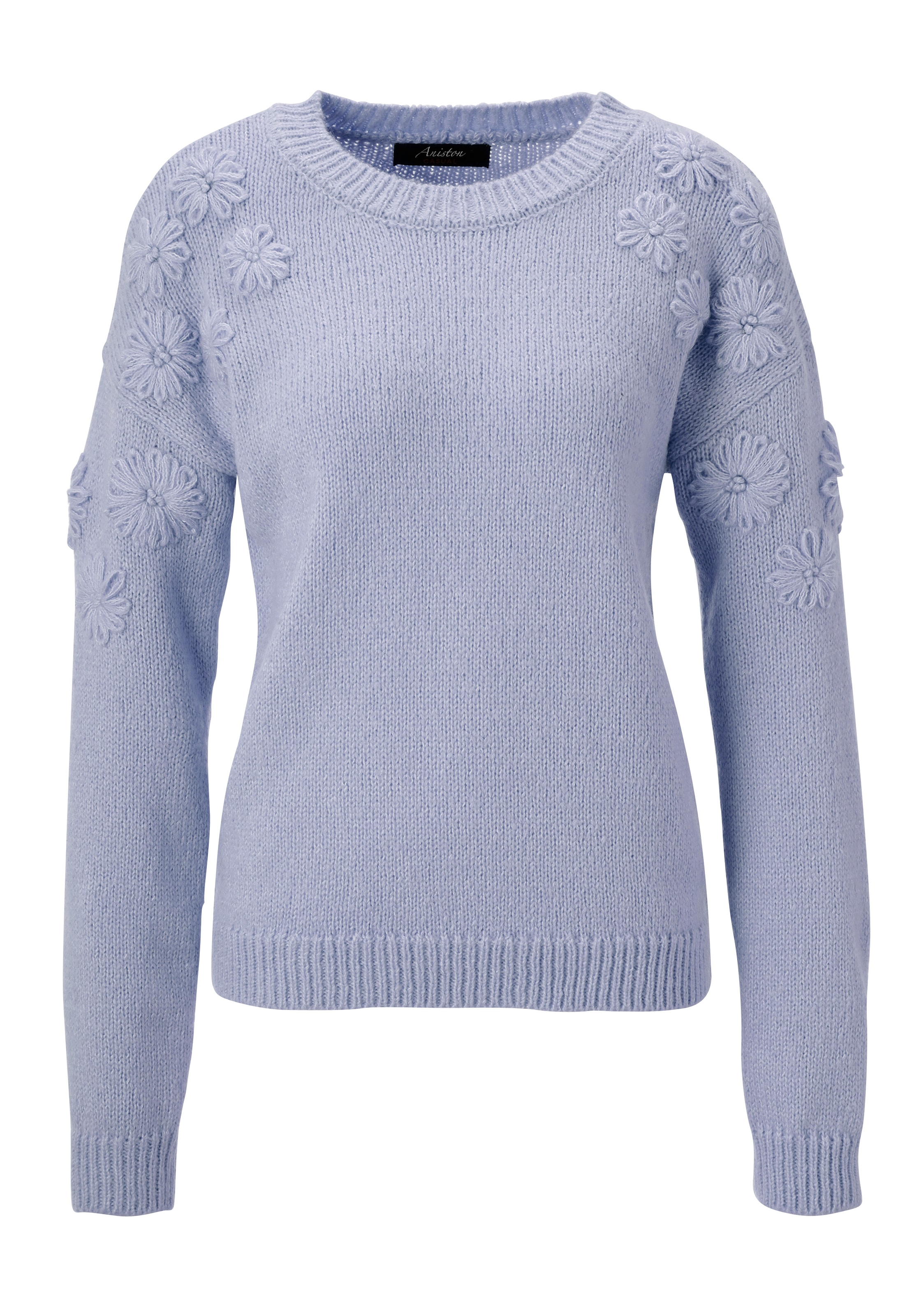 Aniston CASUAL Strickpullover, mit aufgestrickten Blüten verziert - NEUE KOLLEKTION