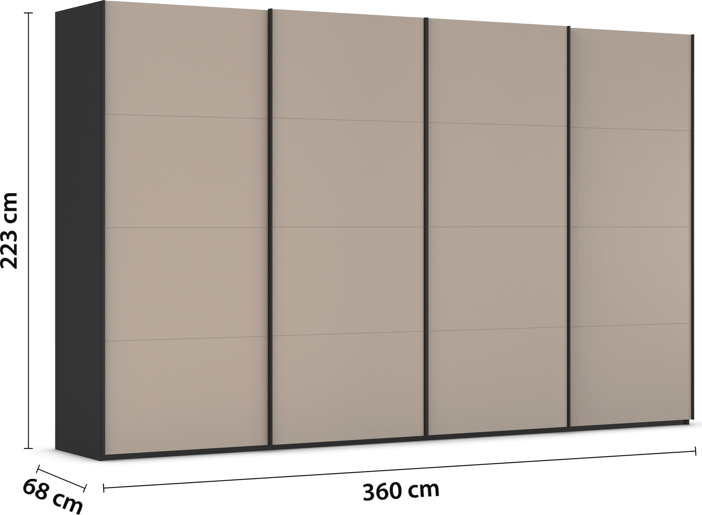 rauch Schwebetürenschrank »Kleiderschrank Schrank Garderobe Schlafzimmerschrank SCALE-FYRA«, edle viergeteilte Türen mit Glas-Front viele Farben MADE IN GERMANY