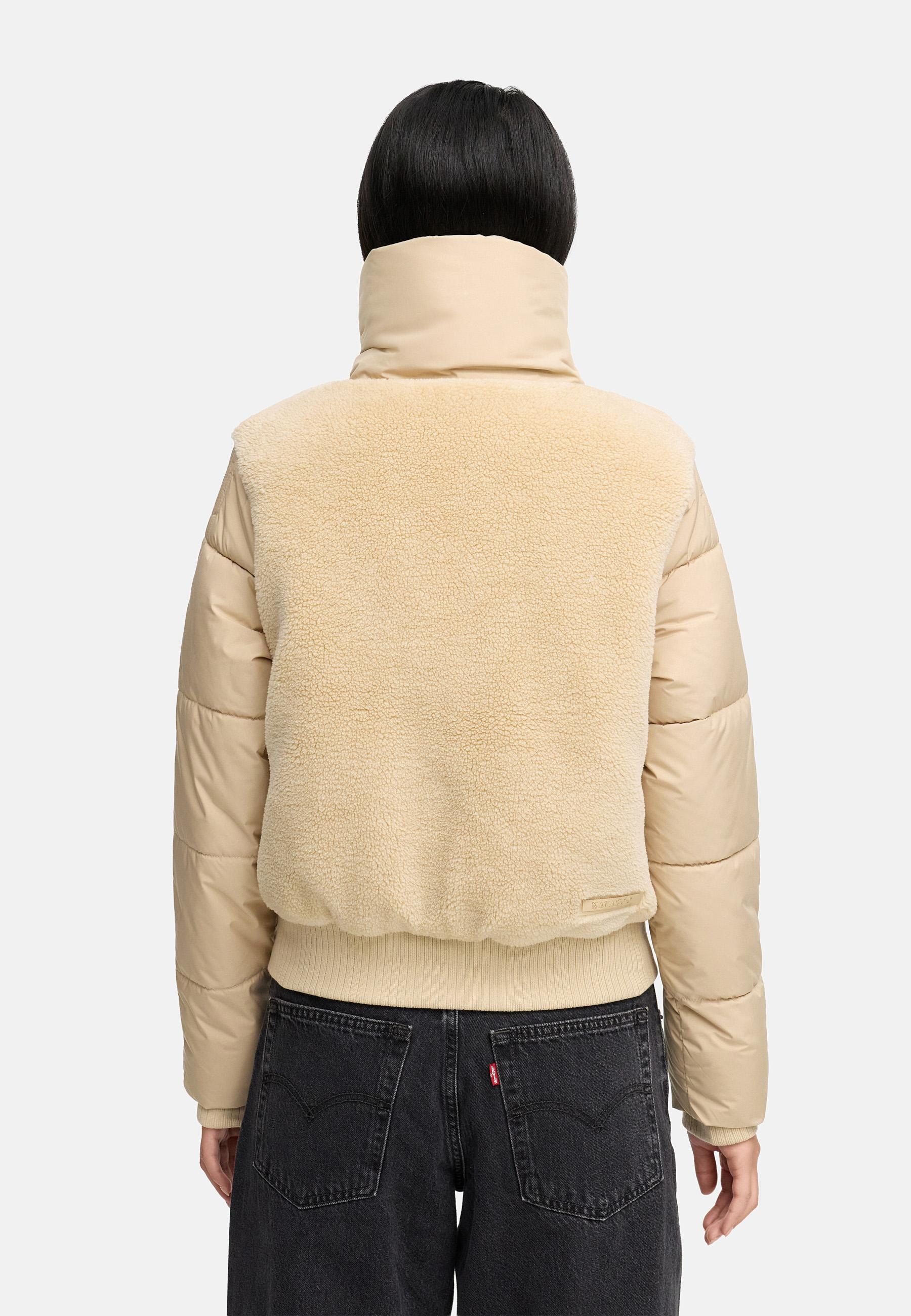Navahoo Plüschjacke »Teddyzone 14«, ohne Kapuze, Teddy-Fleece Jacke mit hohem Kragen