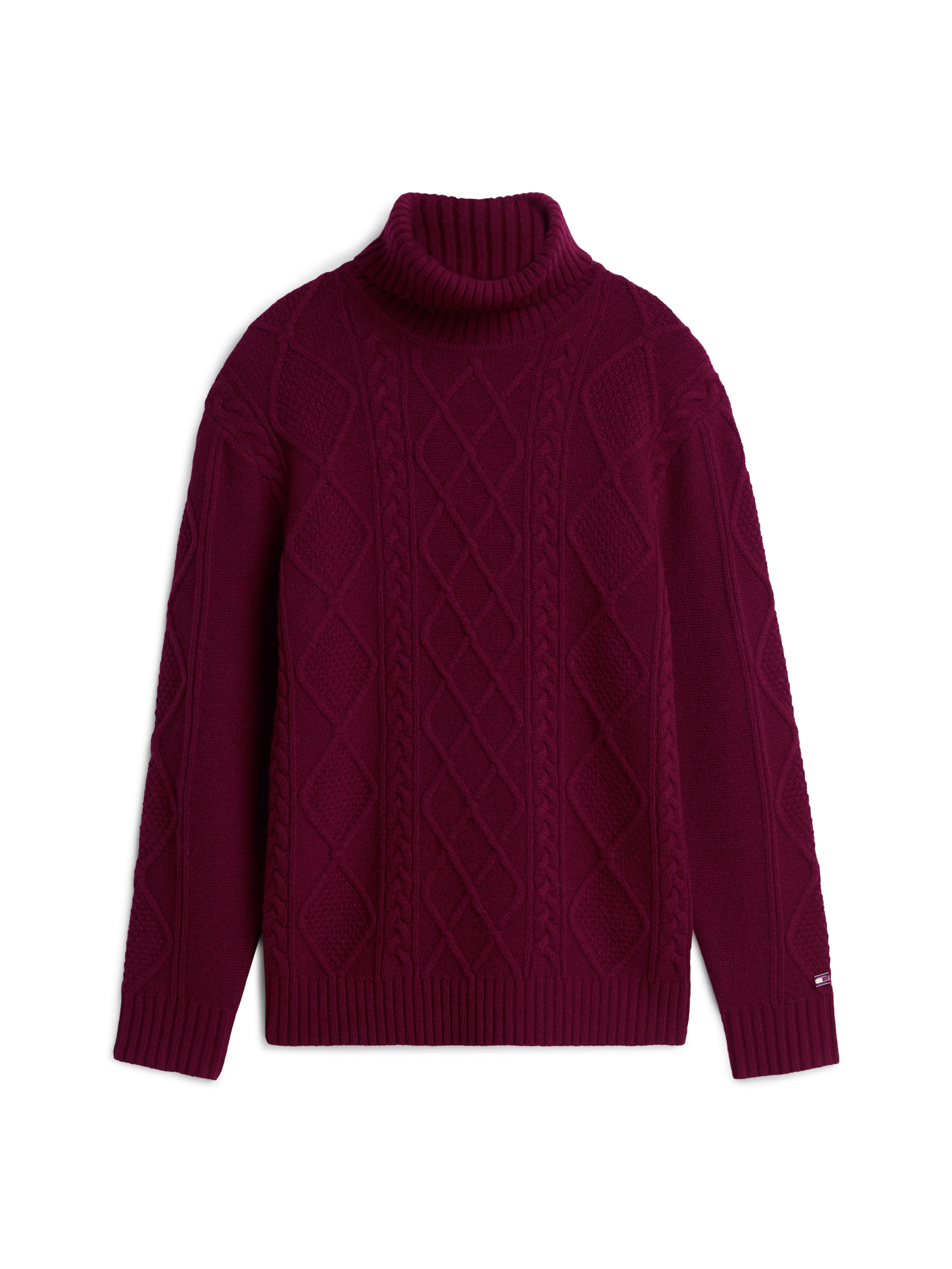 Tommy Hilfiger Rollkragenpullover »NY  WOOL CABLE SWEATER« aus Wollmix mit Kaschmir, Zopfstrickmuster
