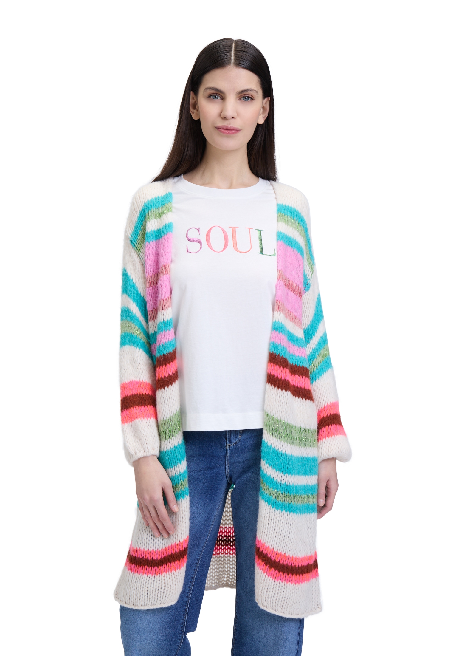 Cartoon Strickjacke "Cartoon Damen Strick-Cardigan mit Blockstreifen", Colo günstig online kaufen