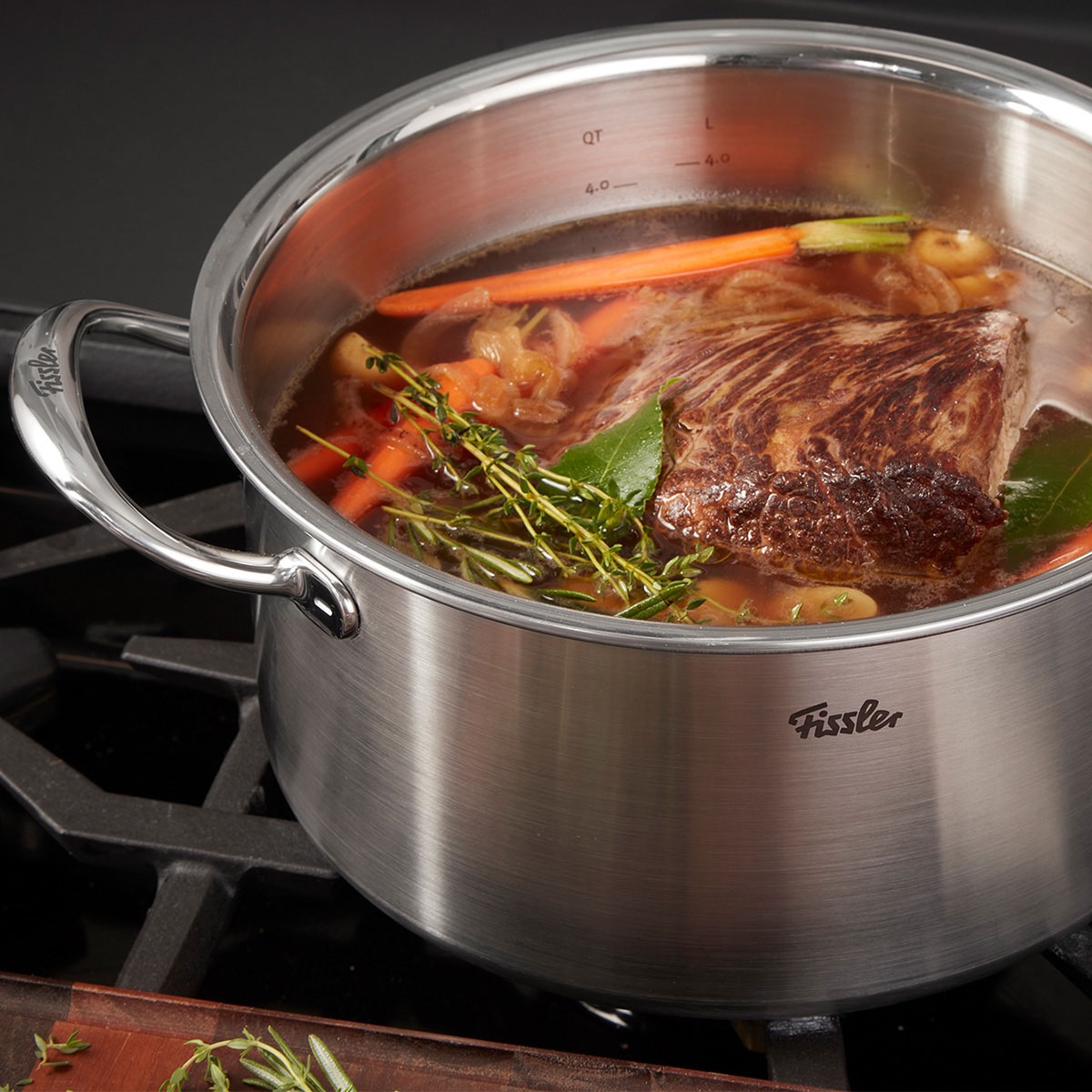 Fissler Topf-Set »Fissler M5 Pro-Ply®, Edelstahl-Topfset (7-teilig)« Set, 7-teilig: Bratpfanne, Kochtopf, Sauteuse und Stielkasserolle, 7 tlg. Edelstahl 18/10