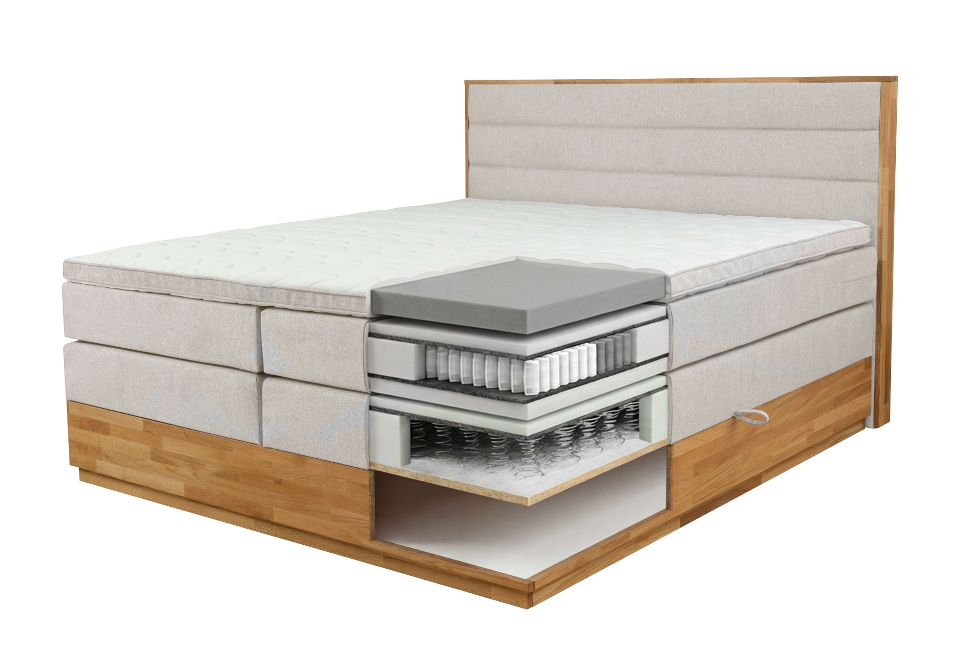 Home affaire Boxspringbett »Evelina, Doppelbett, Polsterbett, Komfortbett, 160 & 180 cm« inkl. 6 cm Topper, zwei Bettkästen, Taschen-Federkernmatratze in H3