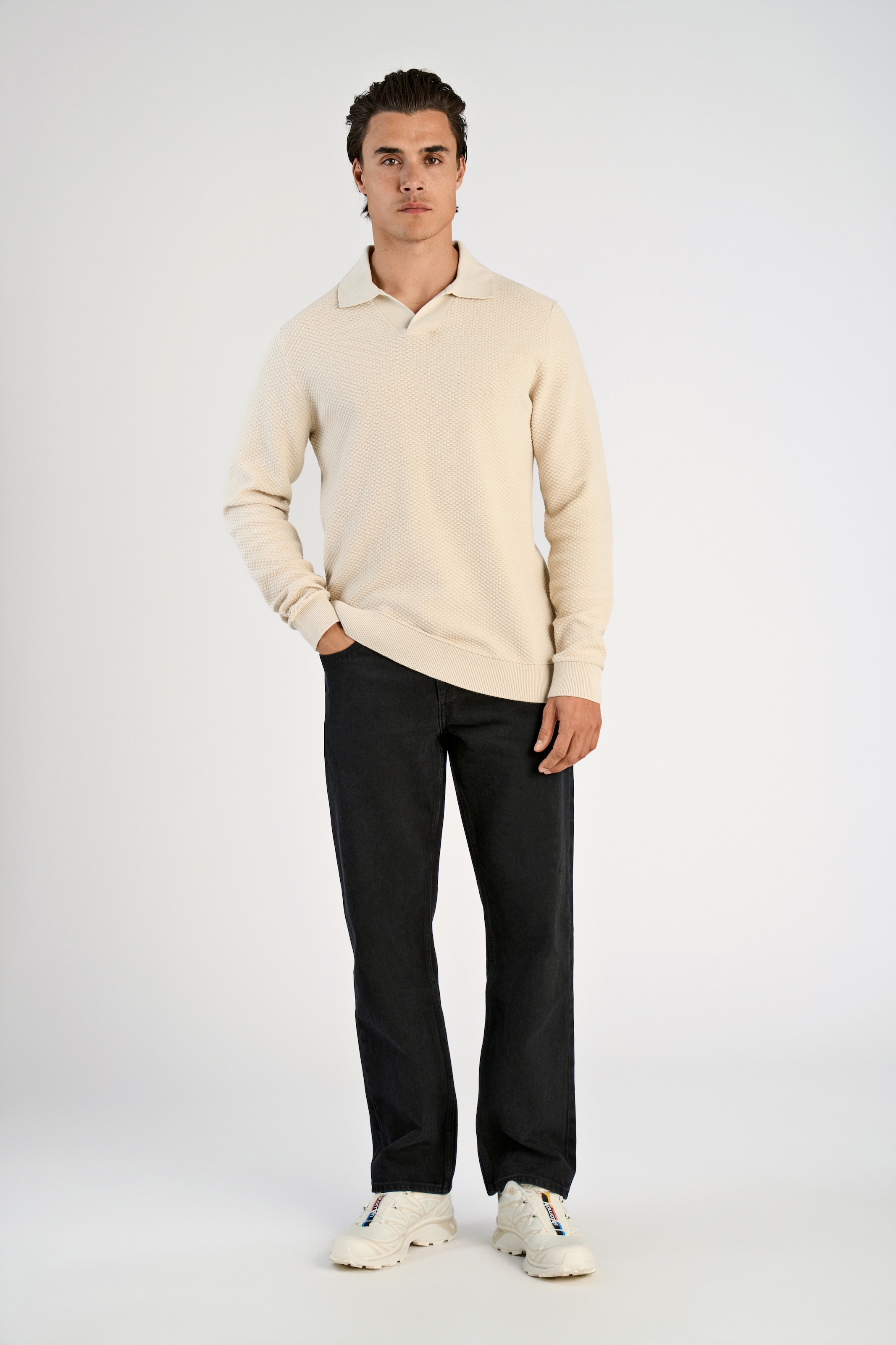 LINDBERGH Strickpullover mit Hemdkragen und leichter Struktur