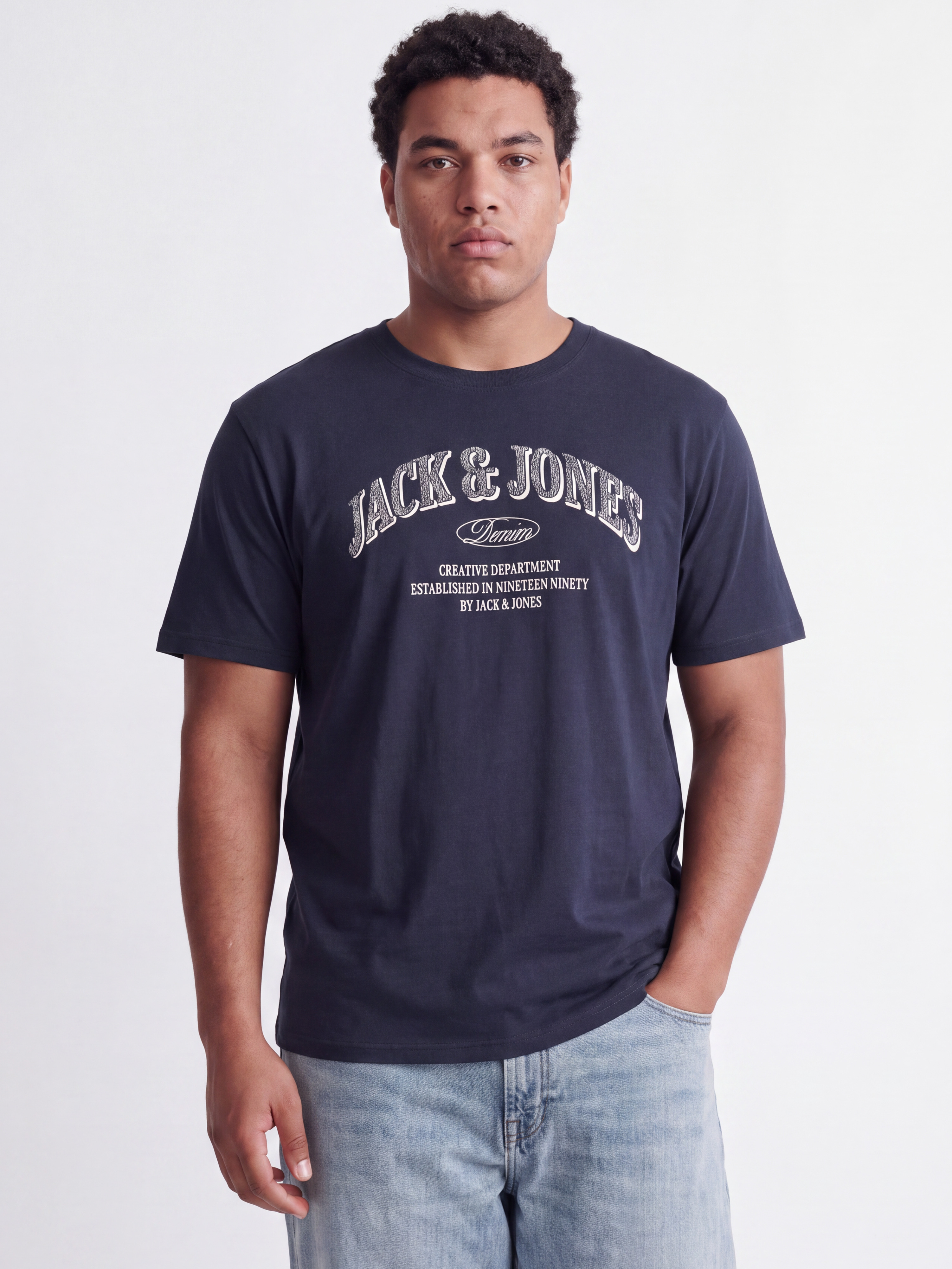 Jack & Jones PlusSize T-Shirt "JJEDENVER LOGO TEE SS O-NECK SN PLS" Baumwolle, locker geschnitten