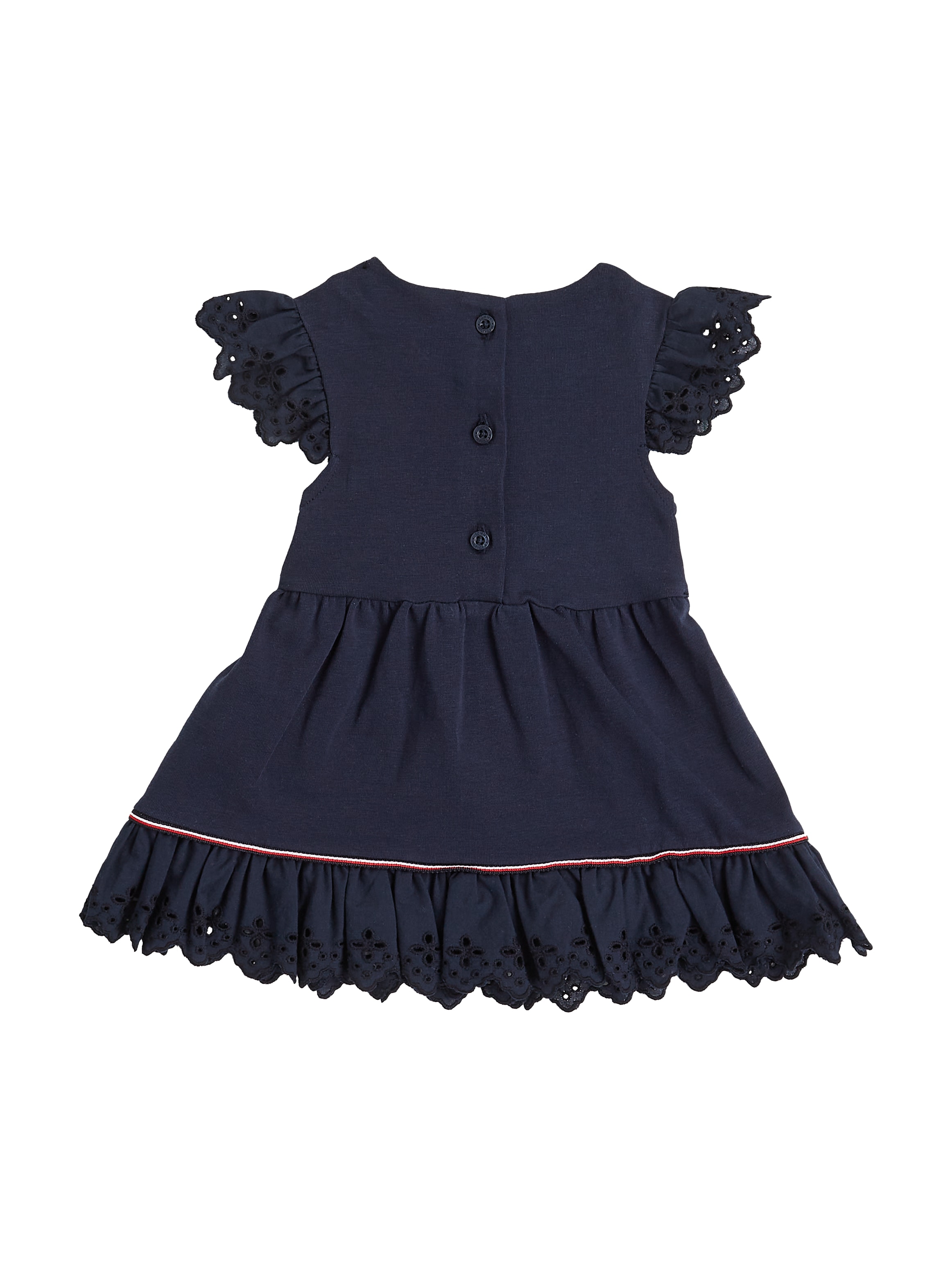 Tommy Hilfiger Sommerkleid »BRODERIE ANGLAISE DRESS SS«, mit Logo-Kontrastband, mit Logostickerei