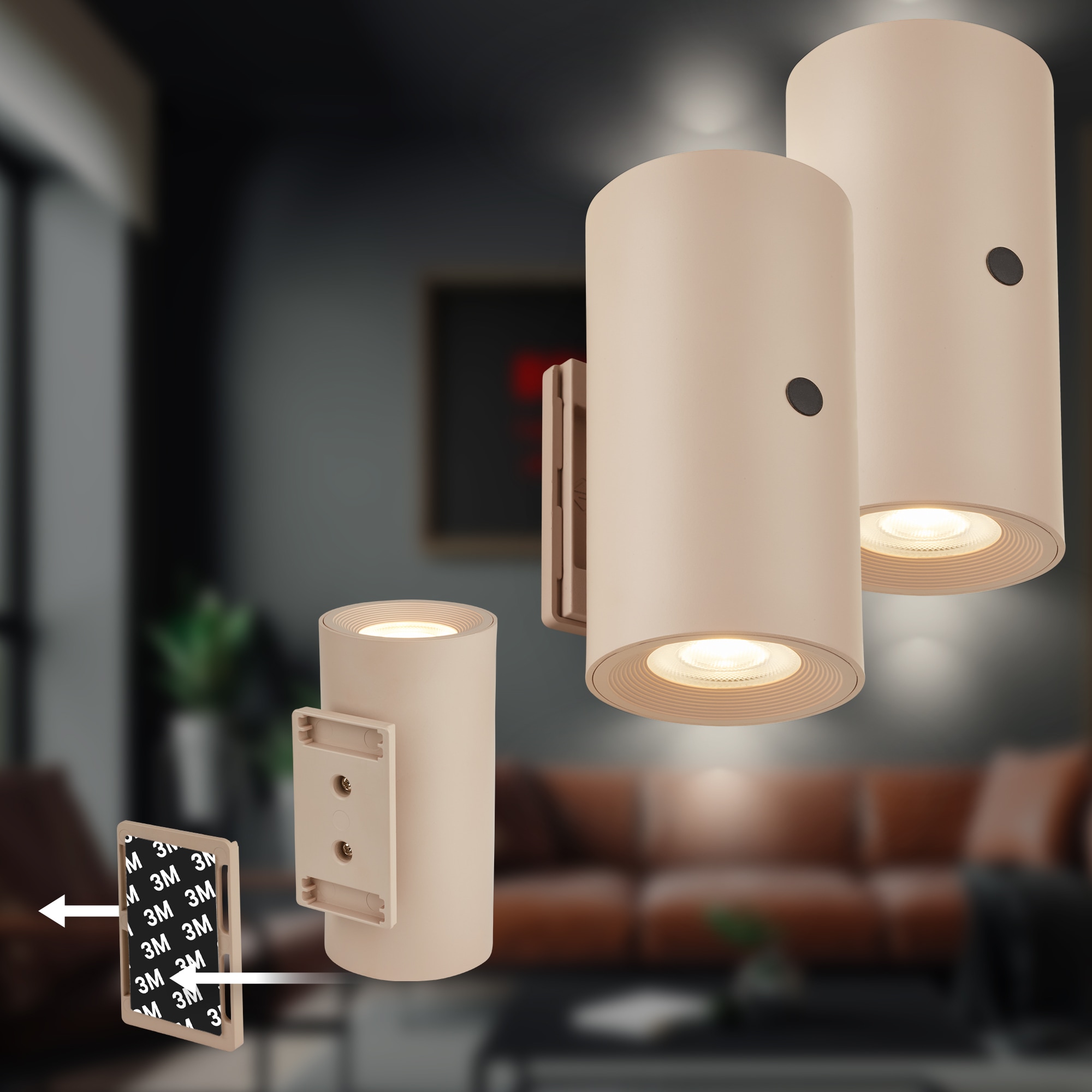 Briloner Leuchten LED Wandleuchte »ISY« LED-Modul 2 Stk. Warmweiß 6,1 x 12 cm (DxH) Beige 2 W ohne Stromanschluss Flur 2er-Set