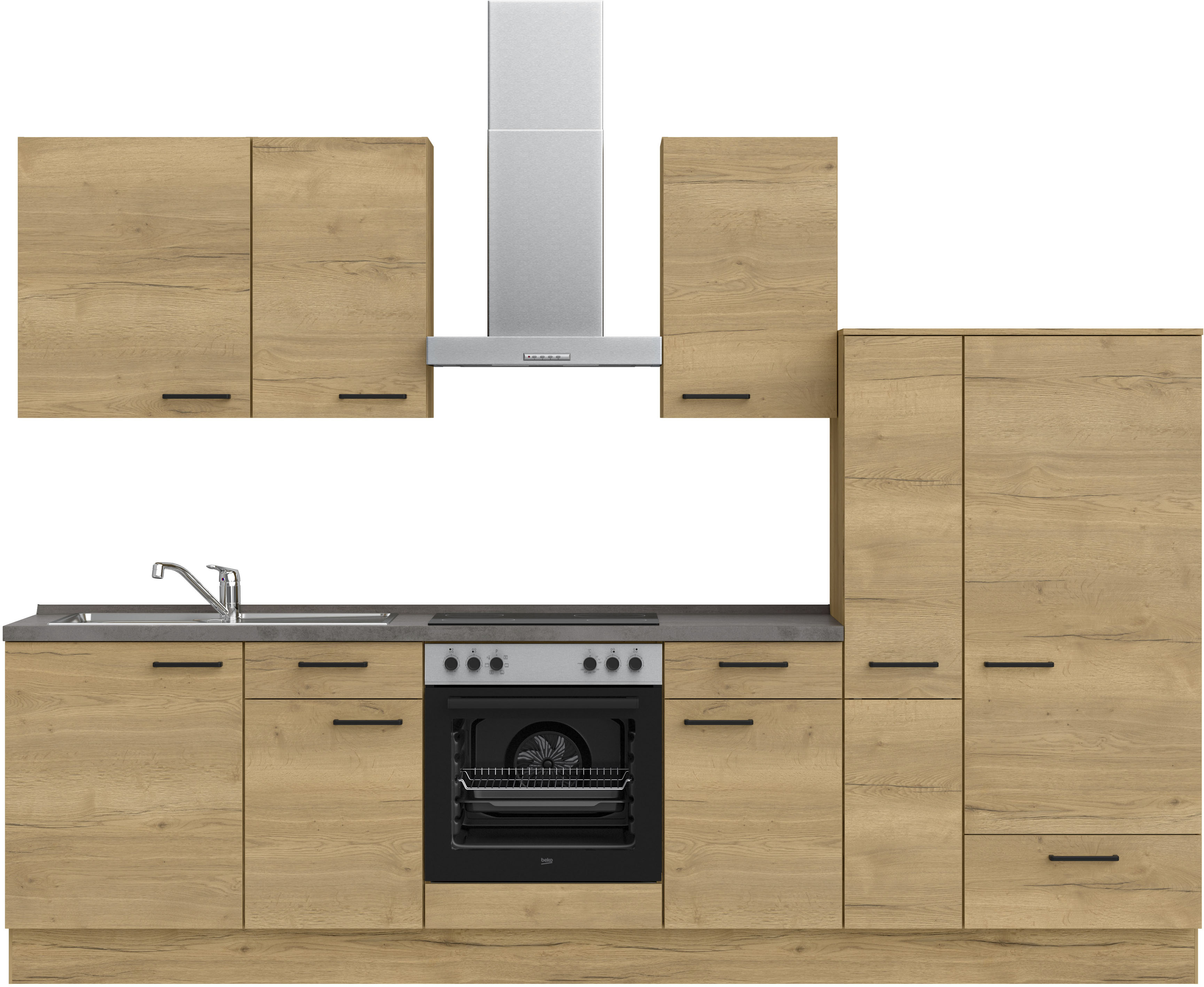 nobilia Küchenzeile ""Structura I", NEU: individuell anpassbar mit gratis Profi-Beratung" vormontiert, Breite 300 cm, Ausrichtung wählbar, wahlw. mit E-Geräten