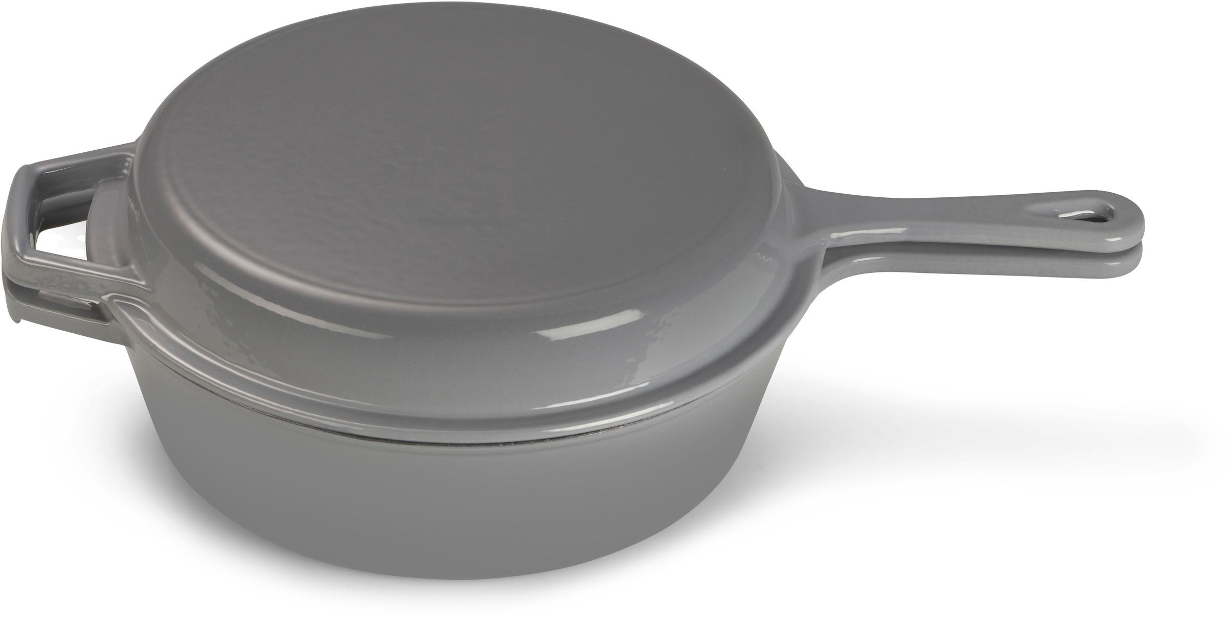 ECHTWERK Schmortopf »2 in 1 Set - Topf & Pfanne aus Gusseisen«, Gusseisen, (Set, 2 tlg.), Mit allen Herdarten kompatibel, ergonomische Griffe