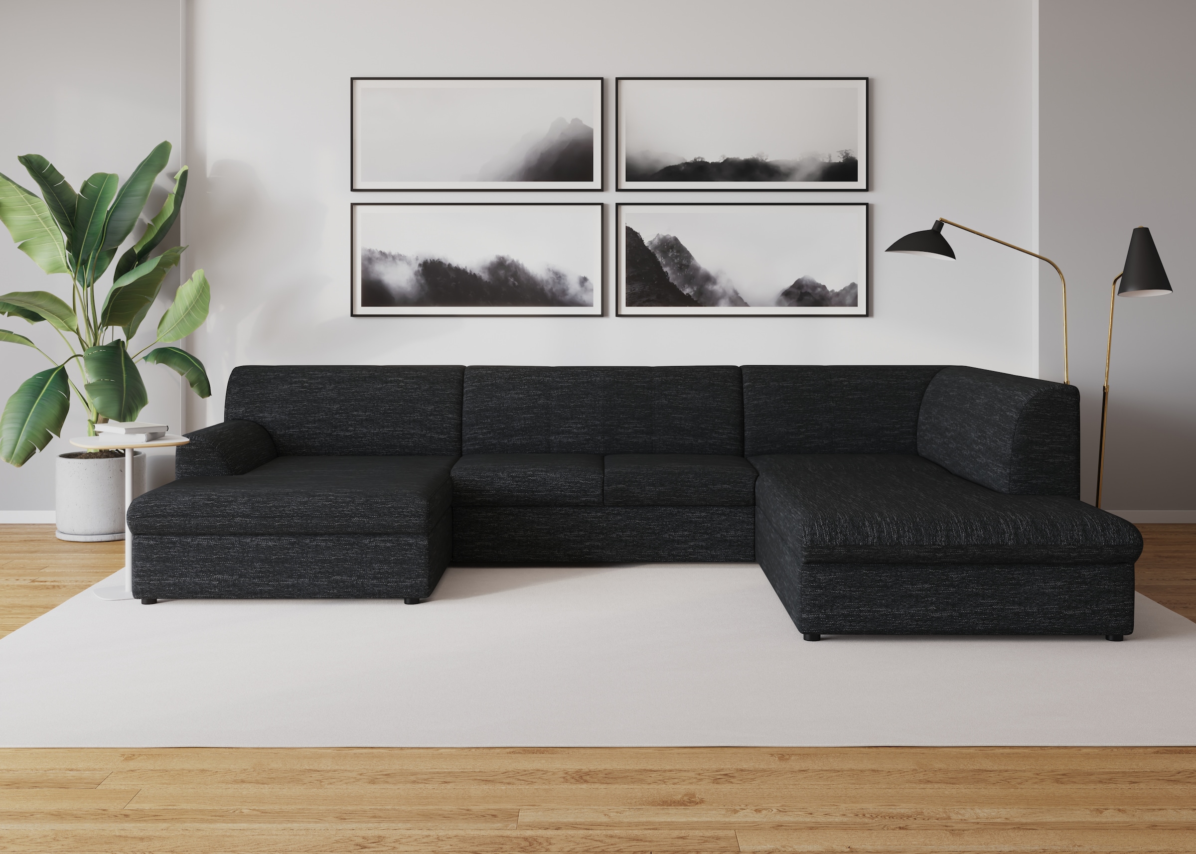 DOMO collection Wohnlandschaft "Topper, elegant und zeitlos, komfortabel, U-Form" wahlweise mit Bettfunktion