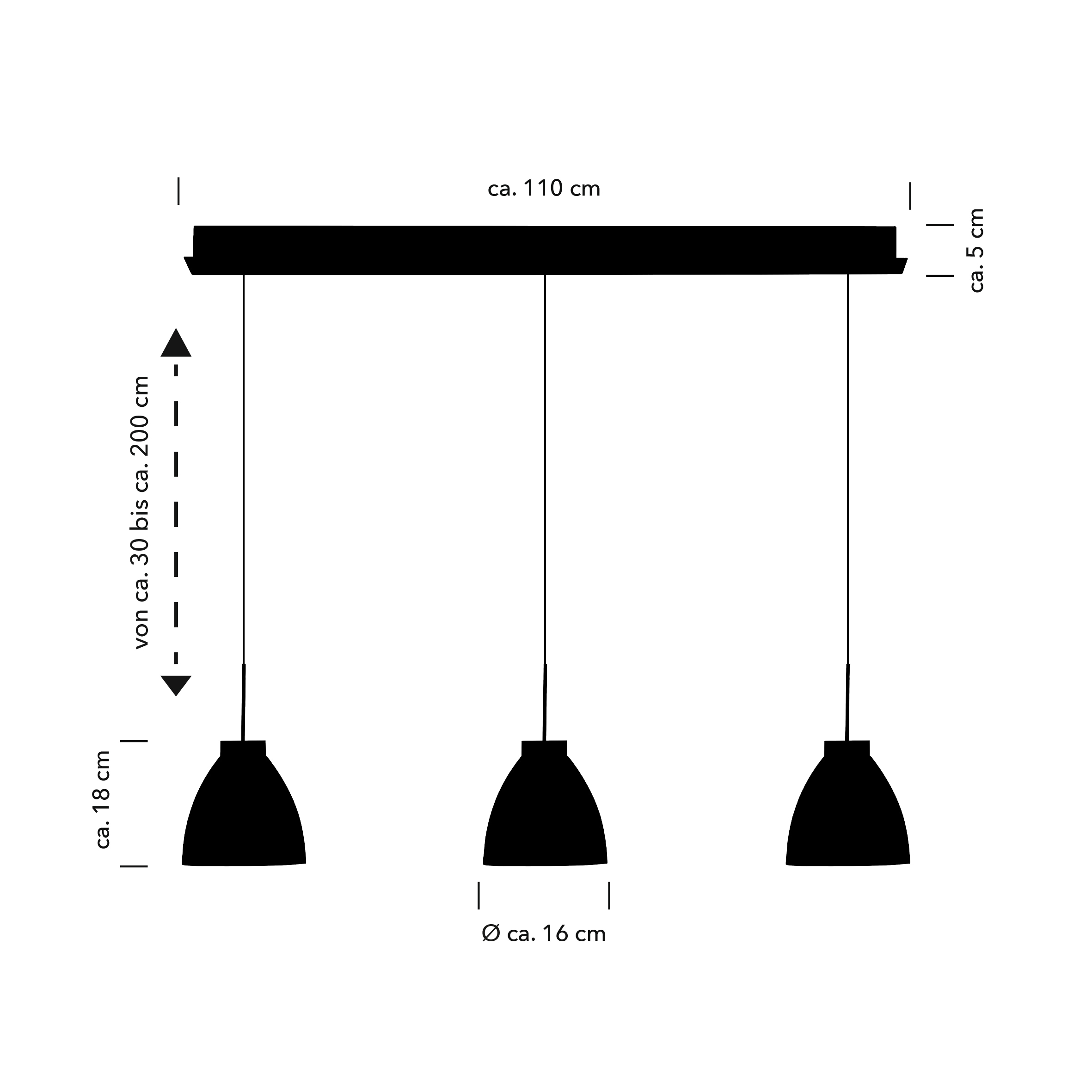 HELL höllisch gutes Licht LED Pendelleuchte »HENRI« LED-Modul 1 Stk. Warmweiß B-Link Fernbedienung,  Stufenlos höhenverstellbar