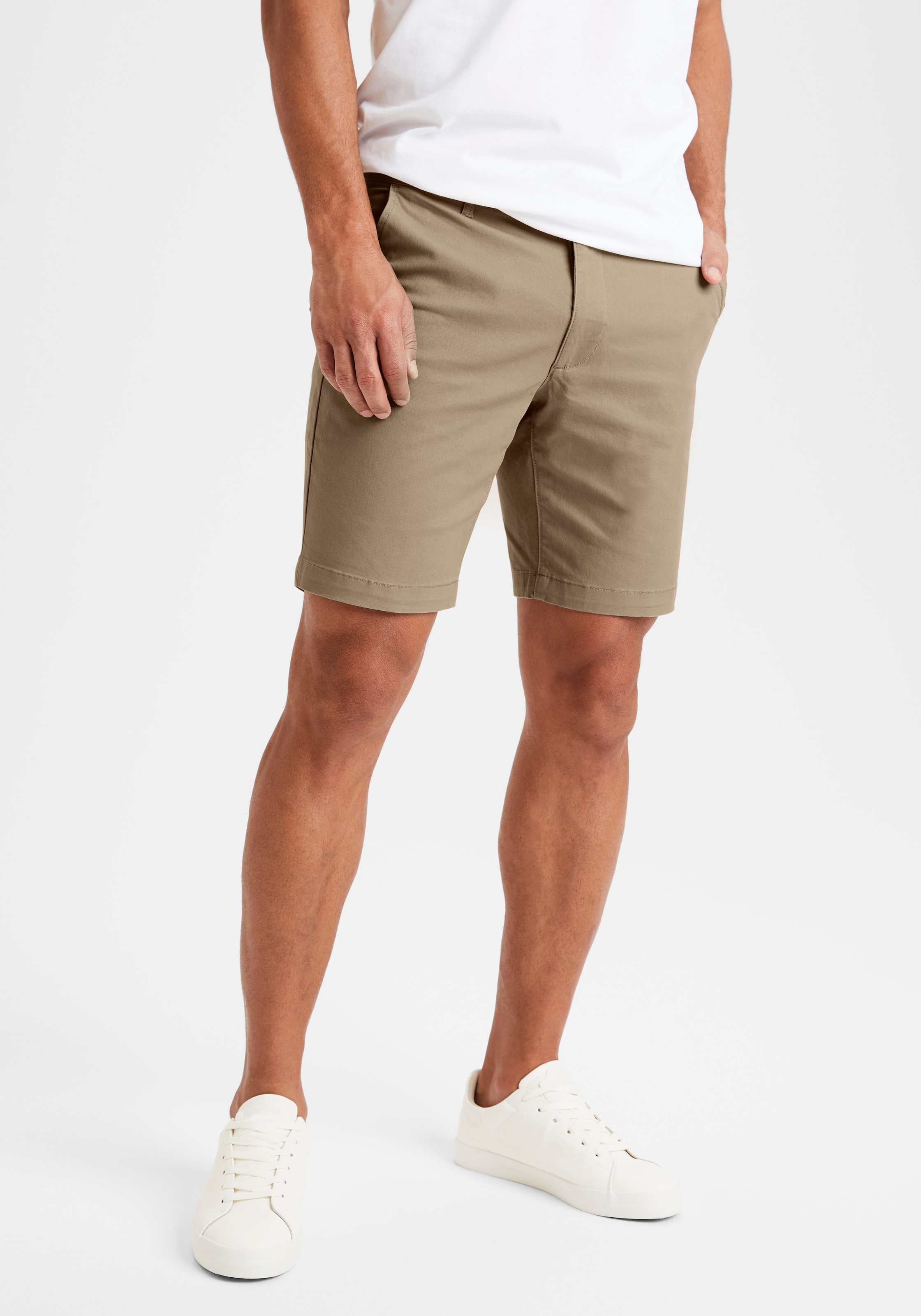 Chinoshorts, Shorts mit normaler Leibhöhe aus elastischer Baumwoll-Qualität