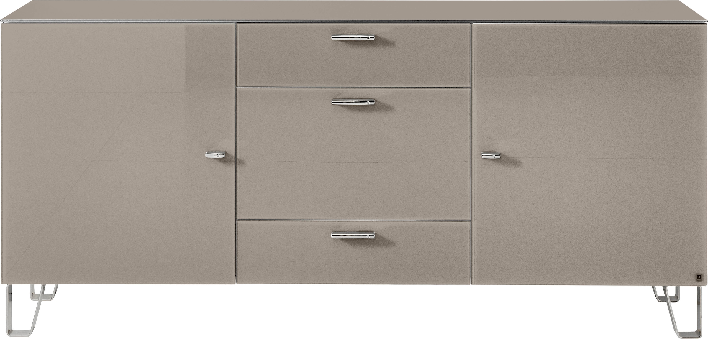 LEONARDO Sideboard »Cube«, mit Sicherheitsglas und edlem MDF Holz, Breite 189 cm