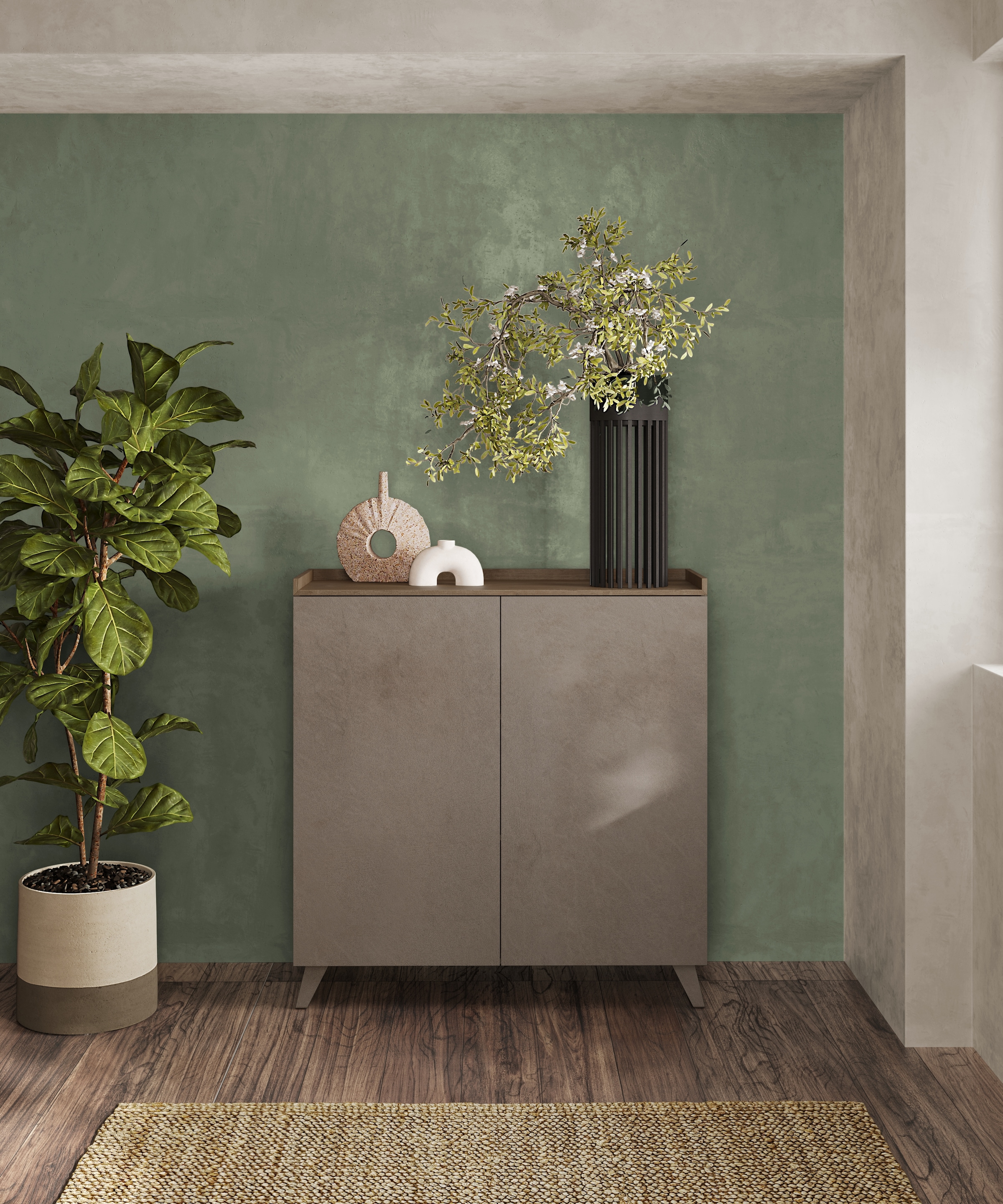INOSIGN Highboard »Tray, Breite 121, Höhe 126 cm mit 2 Türen«, Top "Tablet", Push-to-open Funktion