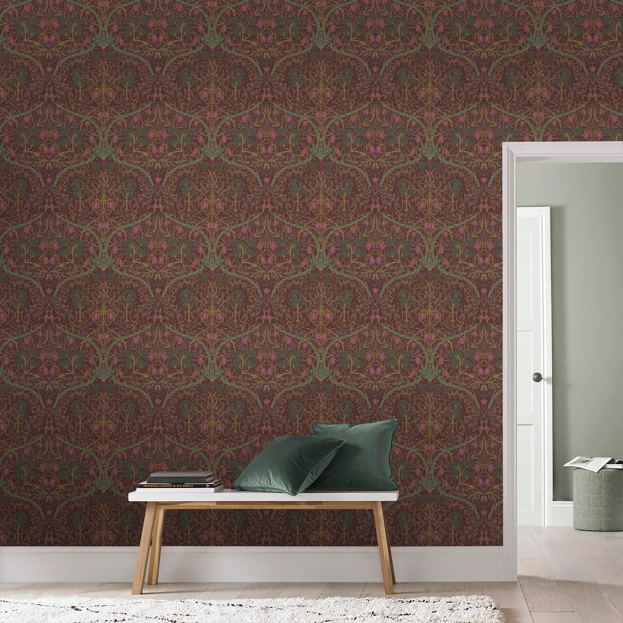 Superfresco Easy Vliestapete »Lauri - Bordeaux«, FSC® zertifiziert, mit lebhaftem Druck, 10 Meter Länge