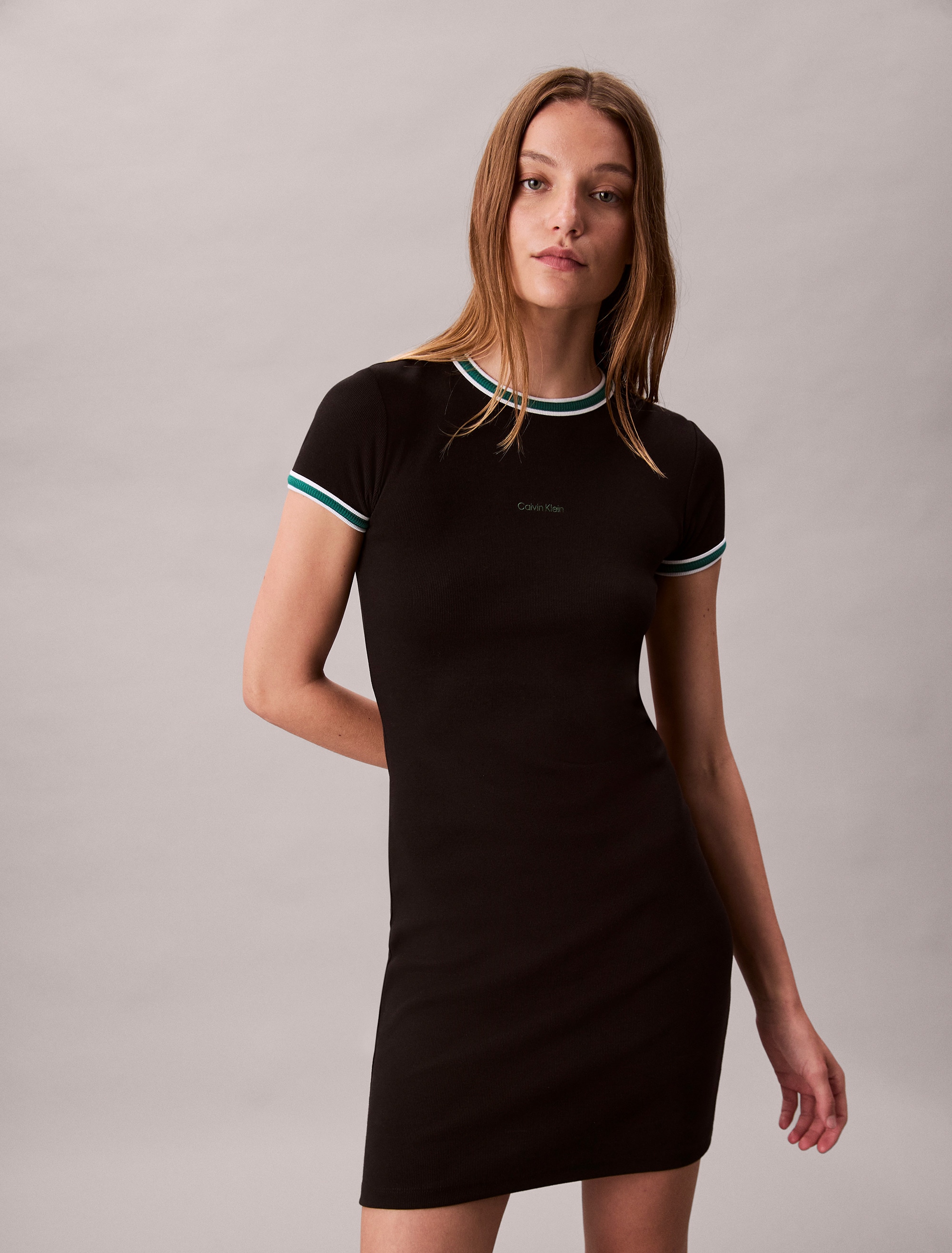 Calvin Klein Jeans Skaterkleid "SS COLOR BLOCK COTTON RIB BABY T", Mit Rund günstig online kaufen