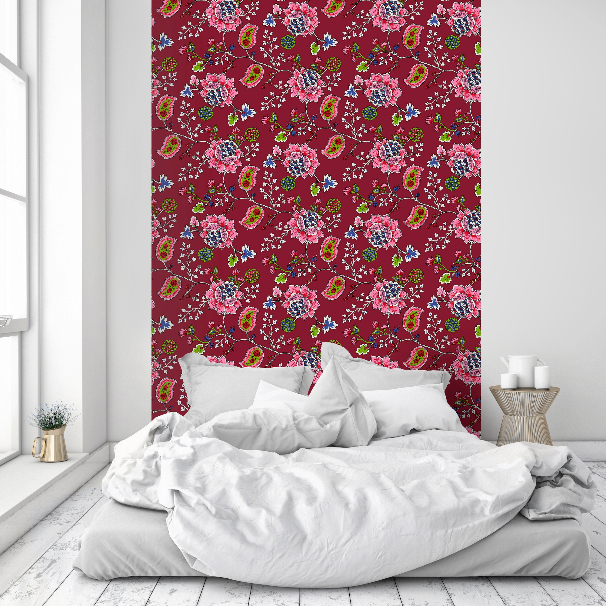 queence Vinyltapete »Bailee«, bedruckt-Motiv-botanisch-floral-gemustert-natürlich, 90x250cm, selbstklebend, kinderleichte Anbringung, Sticker