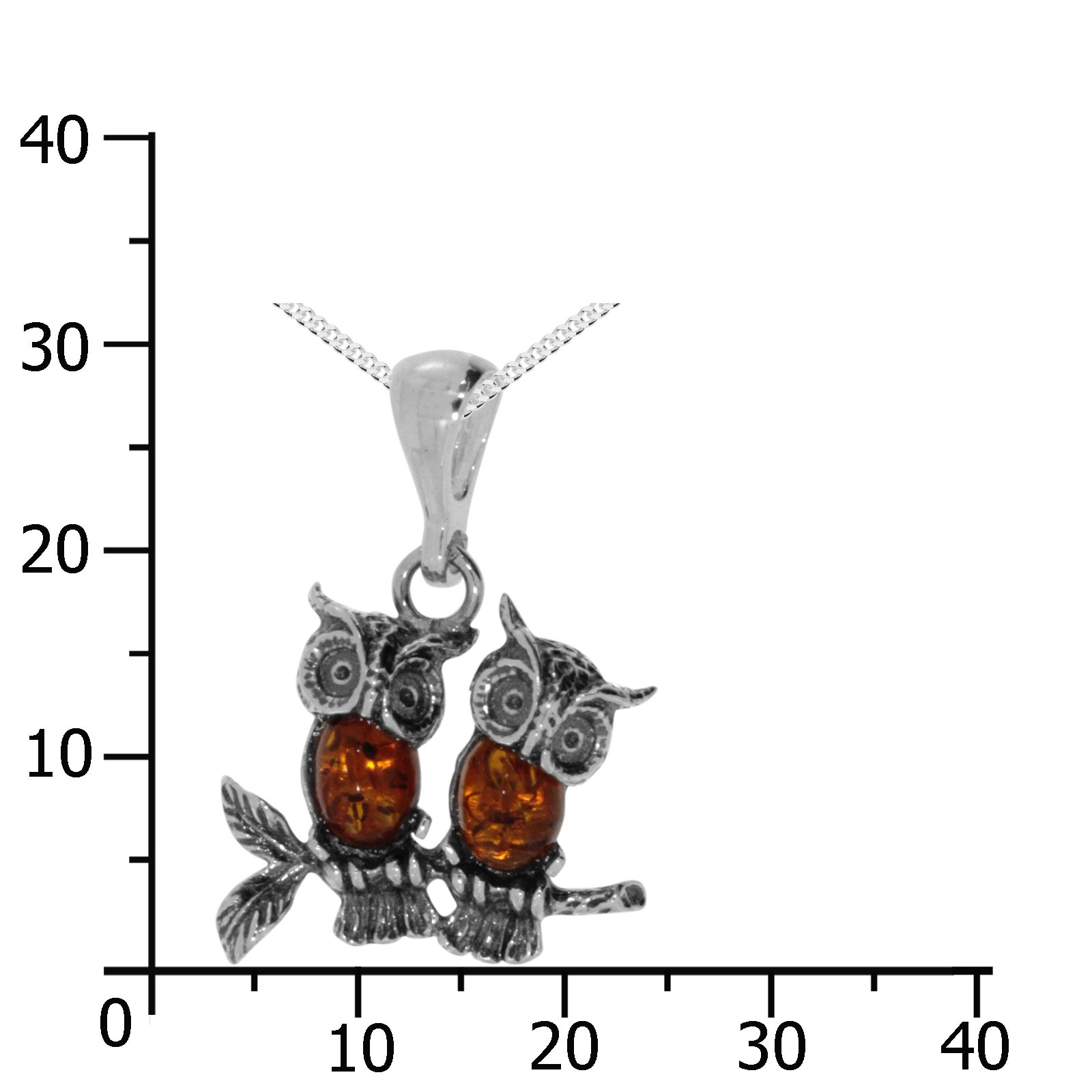OSTSEE-SCHMUCK Kette mit Anhänger »- Eulenpaar - Silber 925/000 - Bernstein«