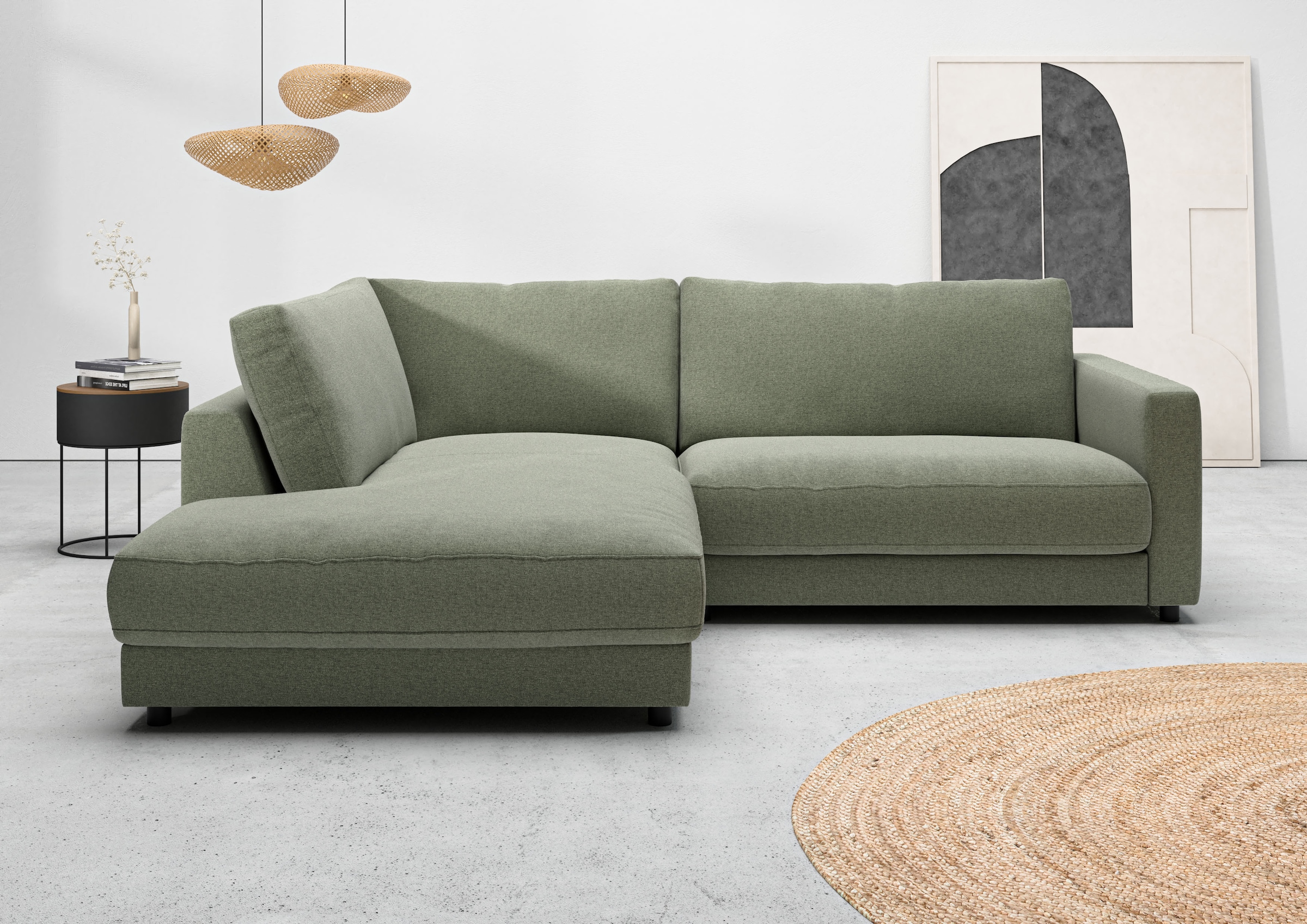 Home affaire Ecksofa "Ecksofa Jiro, L-Form, große Sitztiefe, Breite 252 cm" lose Sitz- & Rückenkissen, weicher Polsteraufbau, komfortabel & modern