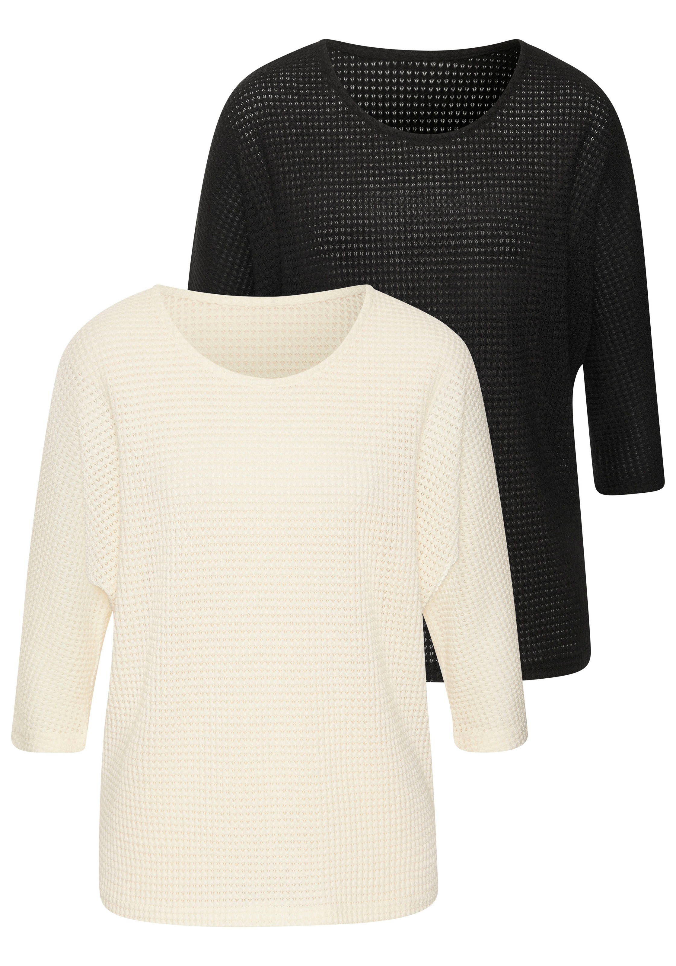 Vivance Langarmshirt "mit modischer Waffelstruktur" 2er-Pack, aus bügelfrei günstig online kaufen