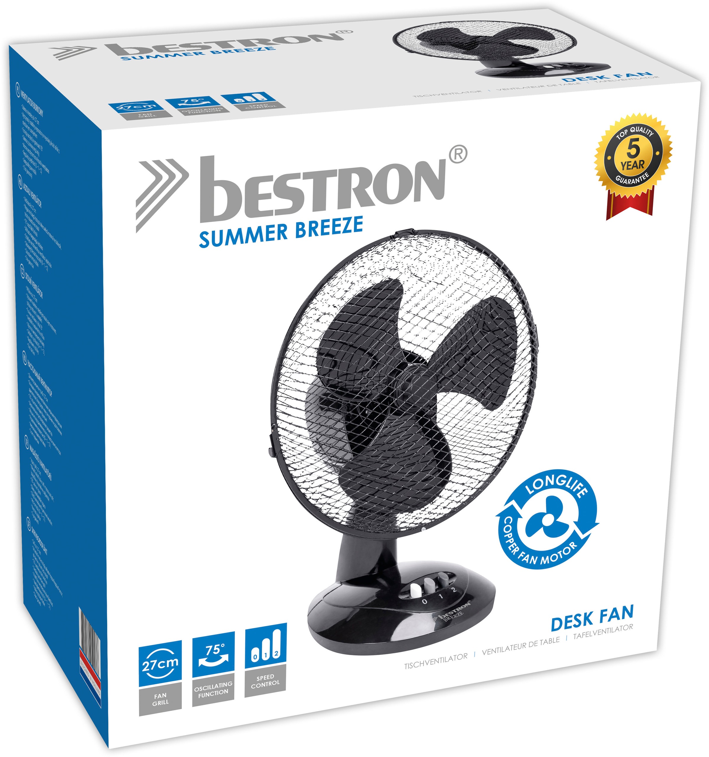 bestron Tischventilator »DDF27Z«, mit Schwenkfunktion, Höhe: 35,5 cm, Ø 27 cm