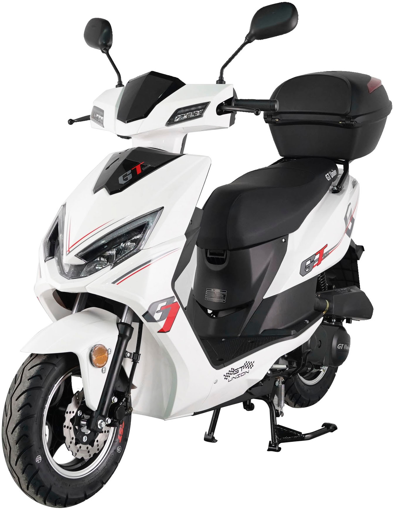 GT UNION Motorroller "Sonic X 45", mit Topcase, 45 km/hweiß, schwarz, Motorroller, Luftgekühlter Motor