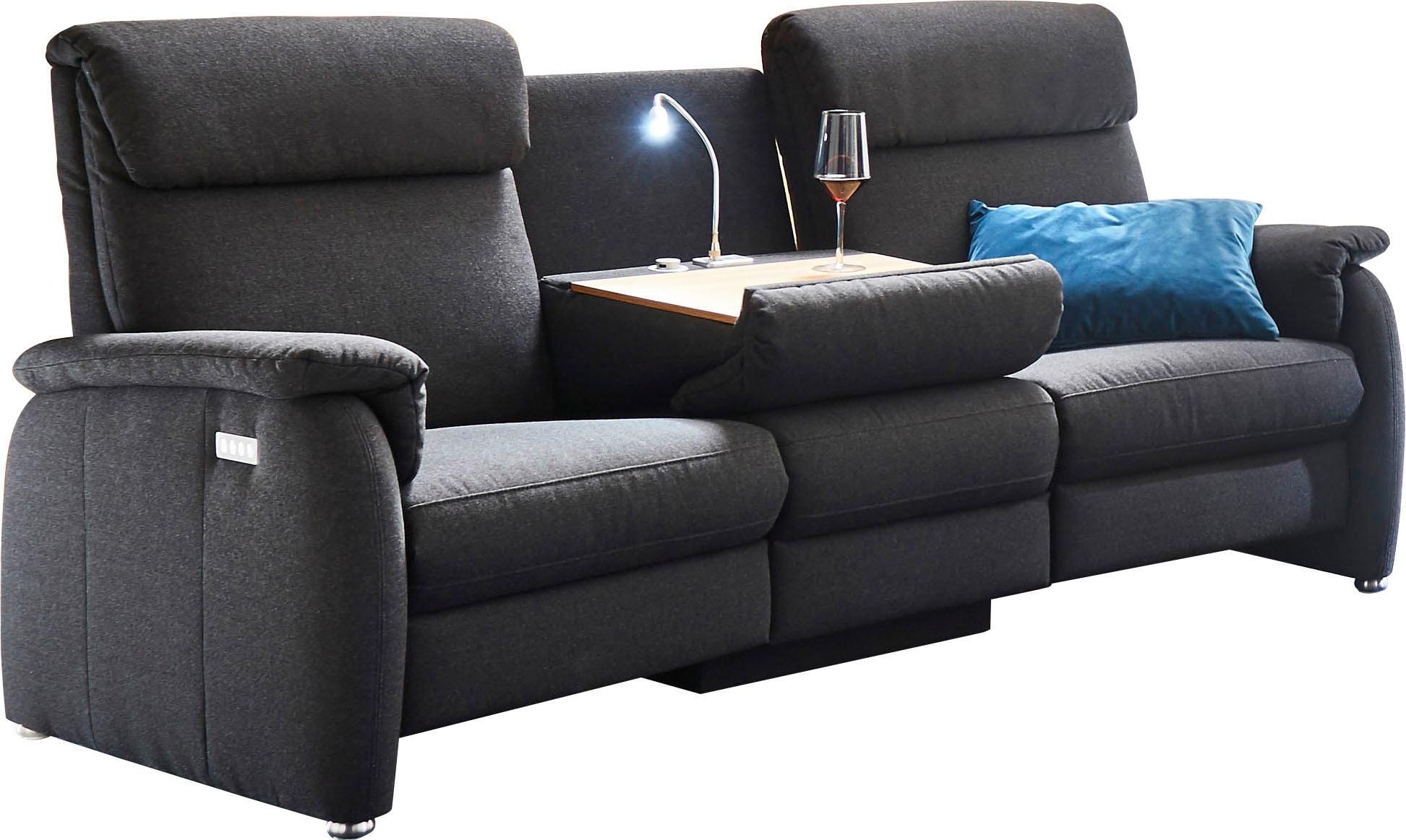 Sofa »Turin«, mit motorischer Relaxfunktion, Tisch, Leuchte + USB-Ladestation