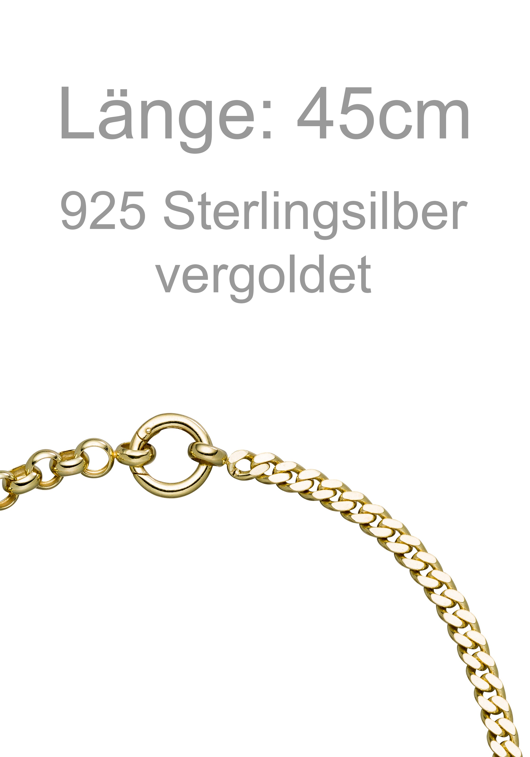 JOBO Kette ohne Anhänger »Halbkette« 925 Silber vergoldet 45 cm