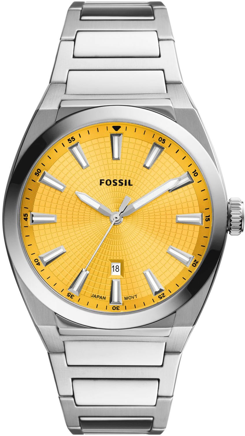 Fossil Quarzuhr »EVERETT, FS5985«, Armbanduhr, Herrenuhr, Damenuhr, Edelstahlarmband, Datum