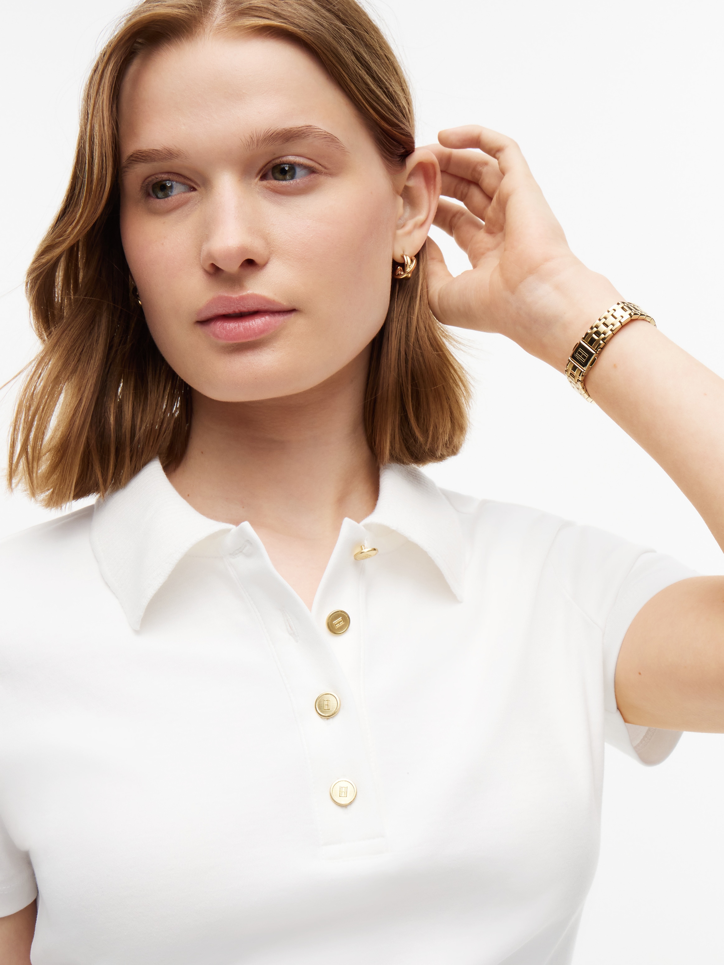 Tommy Hilfiger Poloshirt »GOLD BUTTON REG S/S POLO« Baumwolle