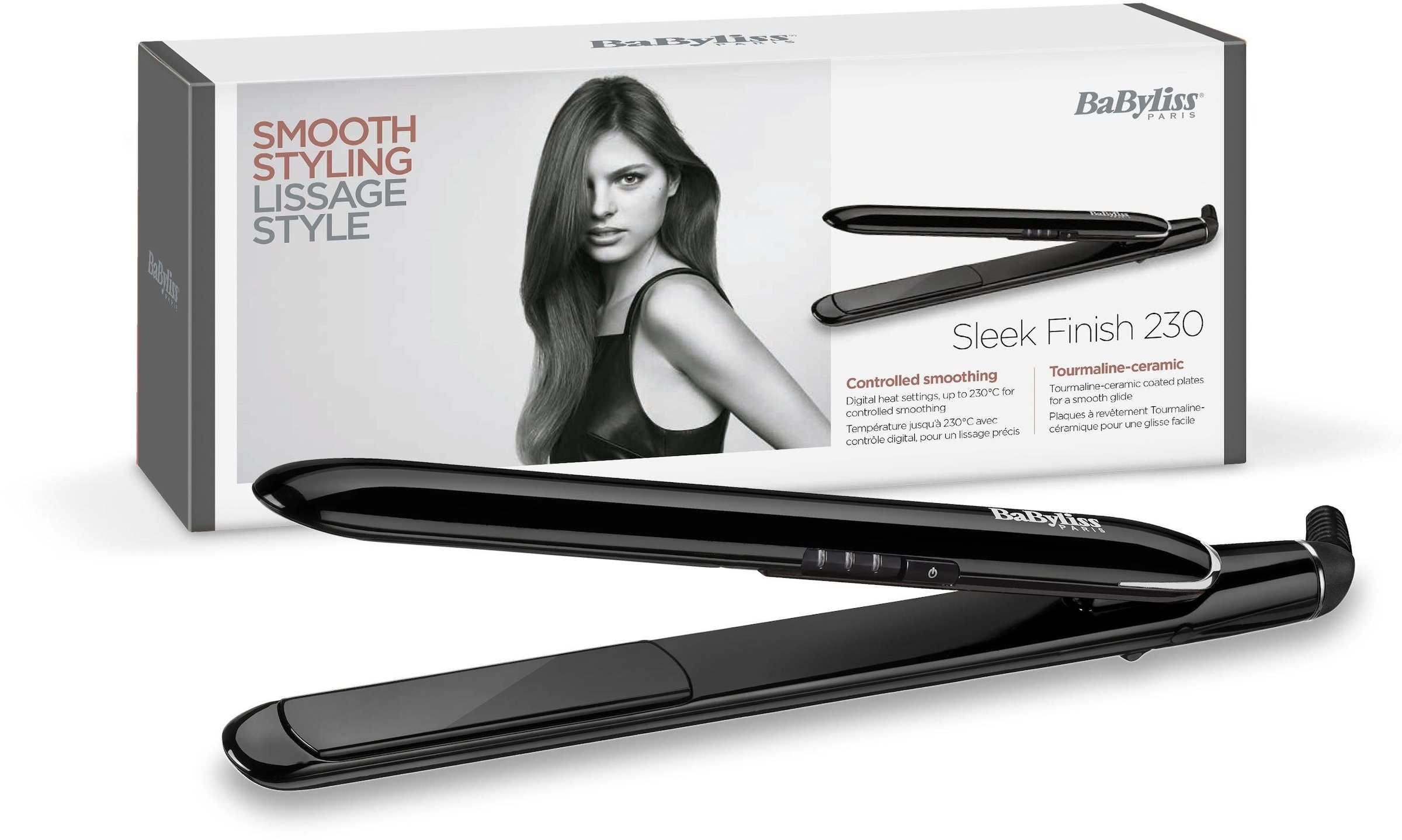 BaByliss Glätteisen »ST255E Sleek Finish 230«, Keramik-Turmalin-Beschichtung