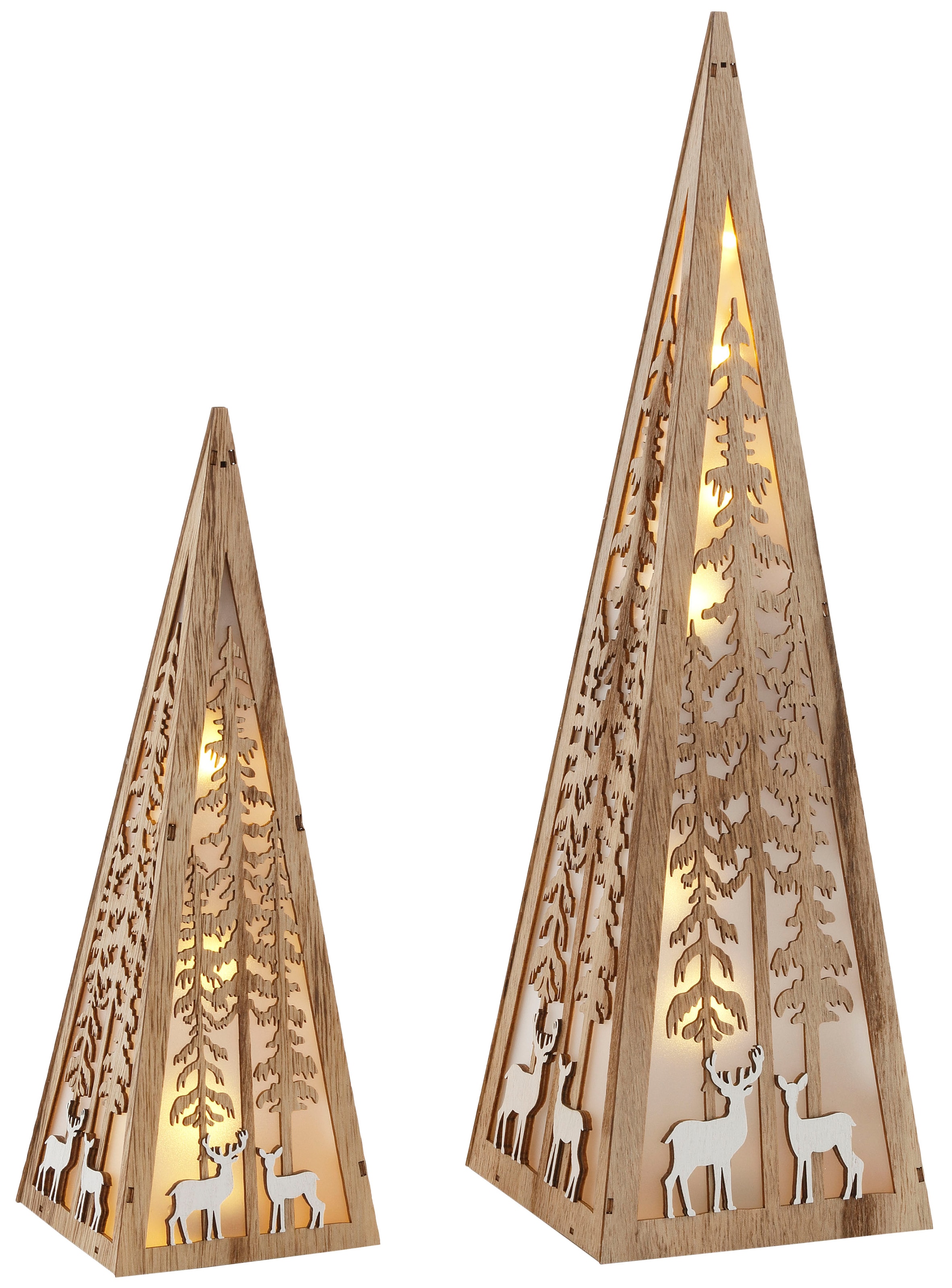Home affaire LED Dekoobjekt »Pyramide«, im 2-teiligen Set, mit liebevollen  Details, Höhe ca. 30 + 45 cm kaufen | BAUR
