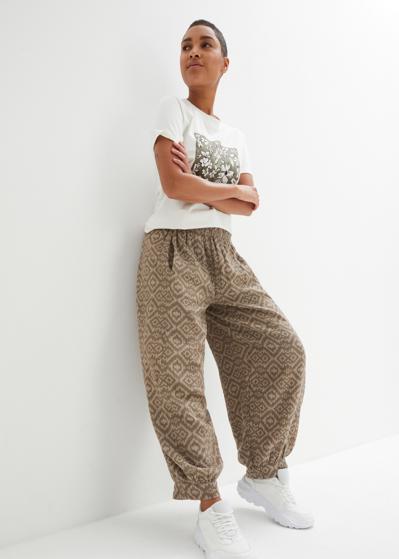 bonprix Pumphose  Loose Fit, weites Bein, aus reiner Baumwolle